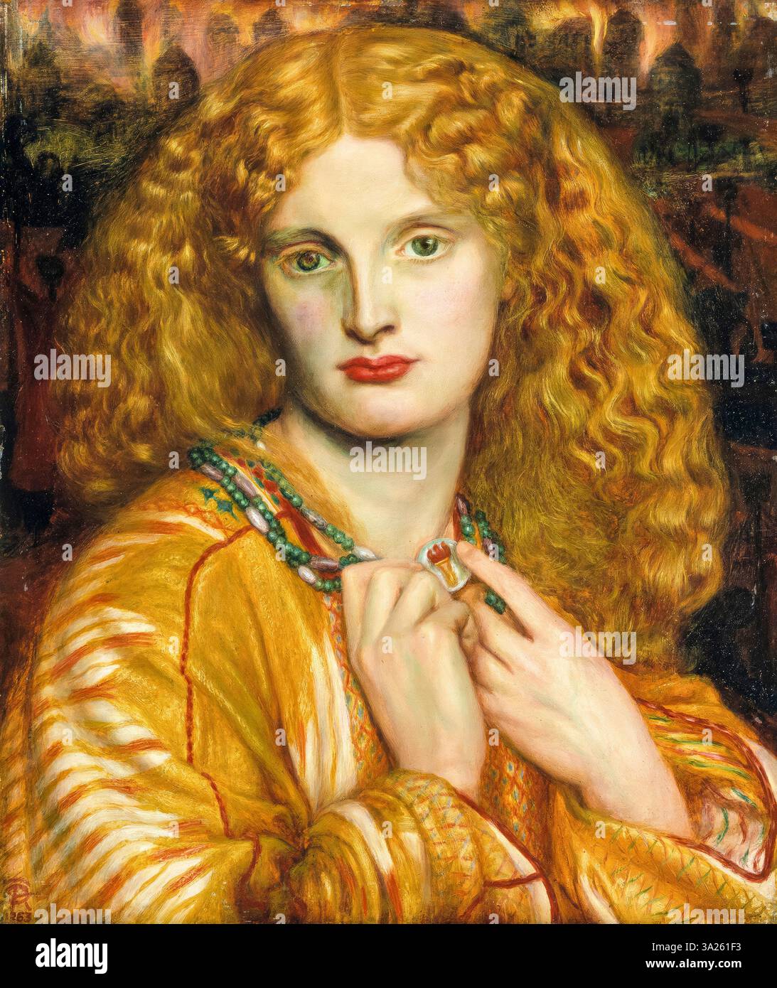 Dante Gabriel Rossetti, Hélène de Troie, portrait peint à l'huile sur panneau, 1863 Banque D'Images