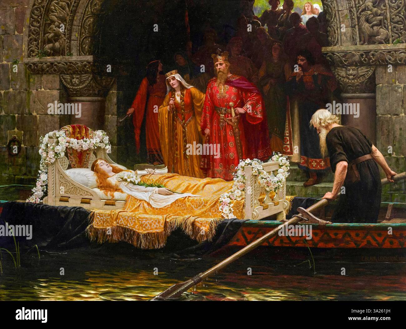 Edmund Blair Leighton, Elaine, peinture à l'huile sur toile, 1899 Banque D'Images