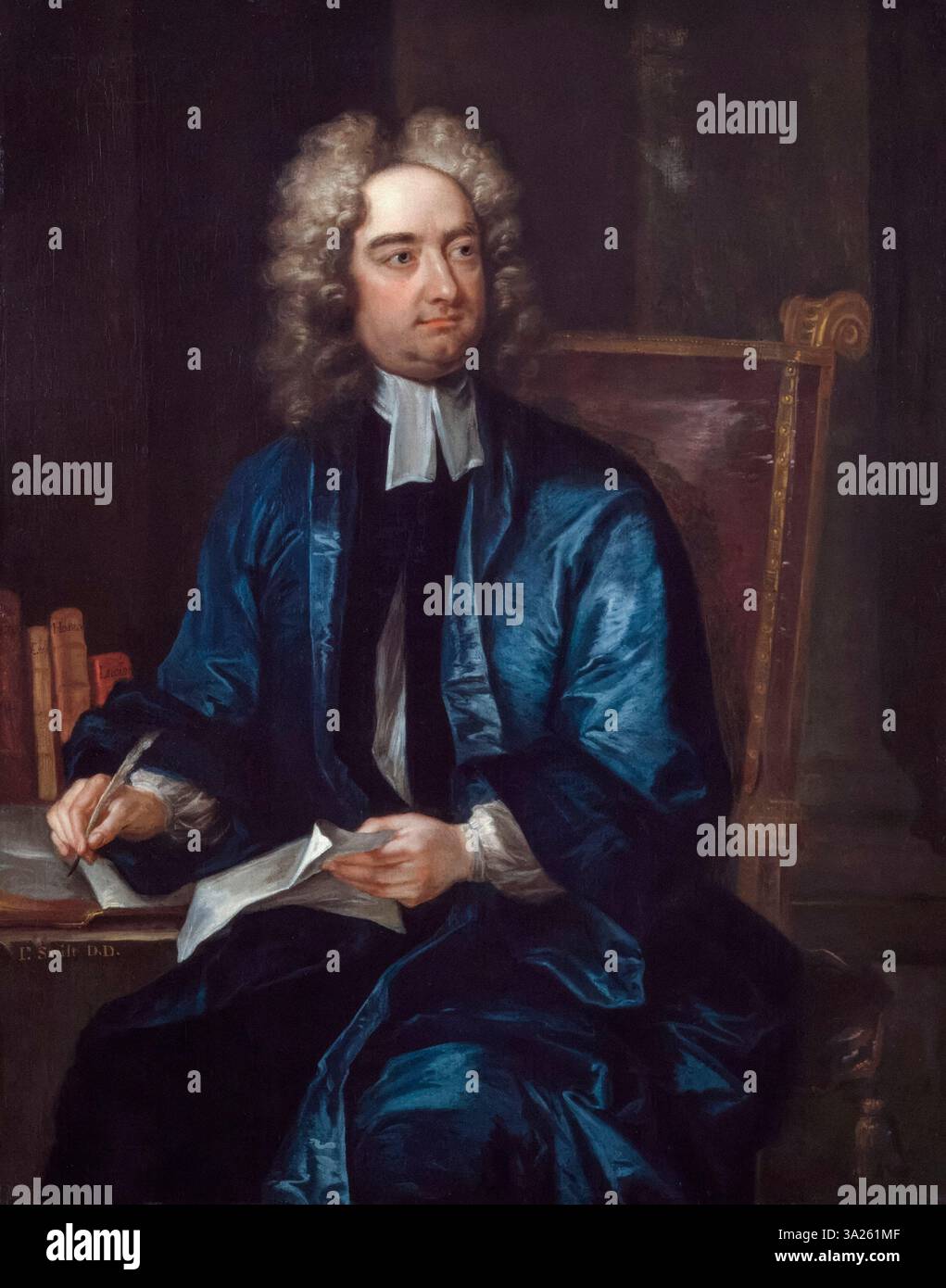 Jonathan Swift (1667-1745), écrivain et satiriste anglo-irlandais, portrait peint à l'huile sur toile par Charles Jervas, vers 1718 Banque D'Images