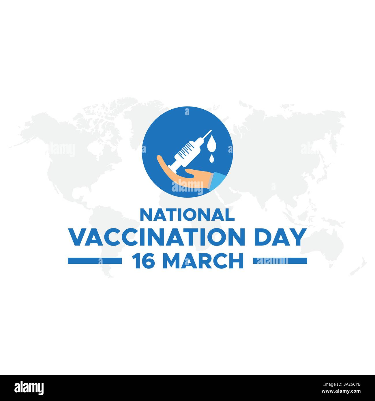 Journée nationale de vaccination le vecteur 16 mars. Modèle de vecteur de conception de publication de médias sociaux de la Journée nationale de vaccination Illustration de Vecteur