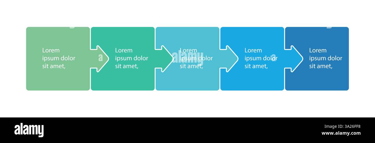 Infographies blocs de pas comme pièces de puzzle. Modèle de présentation infographique. Conception de processus métier. Illustration vectorielle plate Illustration de Vecteur