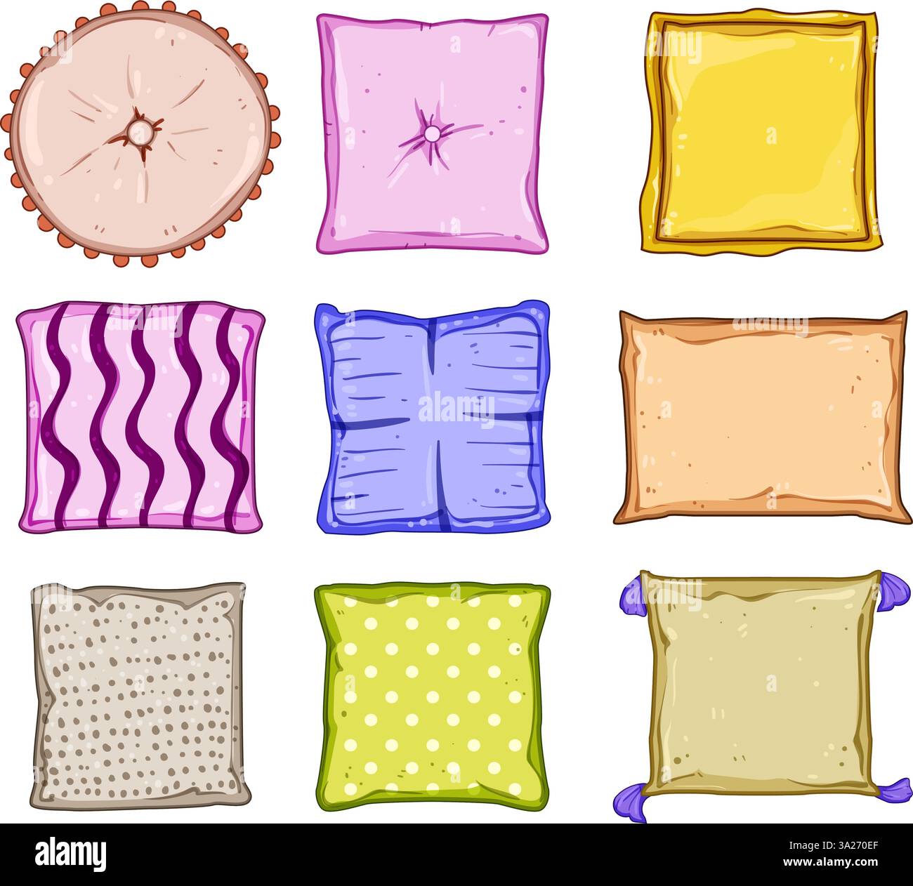 lancer oreillers set illustration vectorielle de dessin animé Illustration de Vecteur