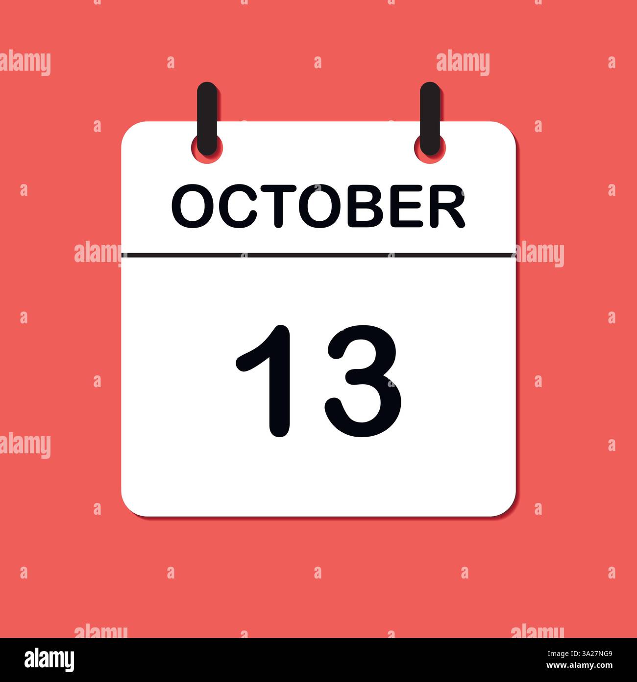 Icône jour calendrier - 13 octobre. 13ème jours du mois, illustration vectorielle Image Vectorielle Stock - Alamy