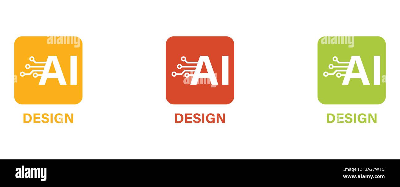 Jeu d'icônes de conception AI Illustration de Vecteur