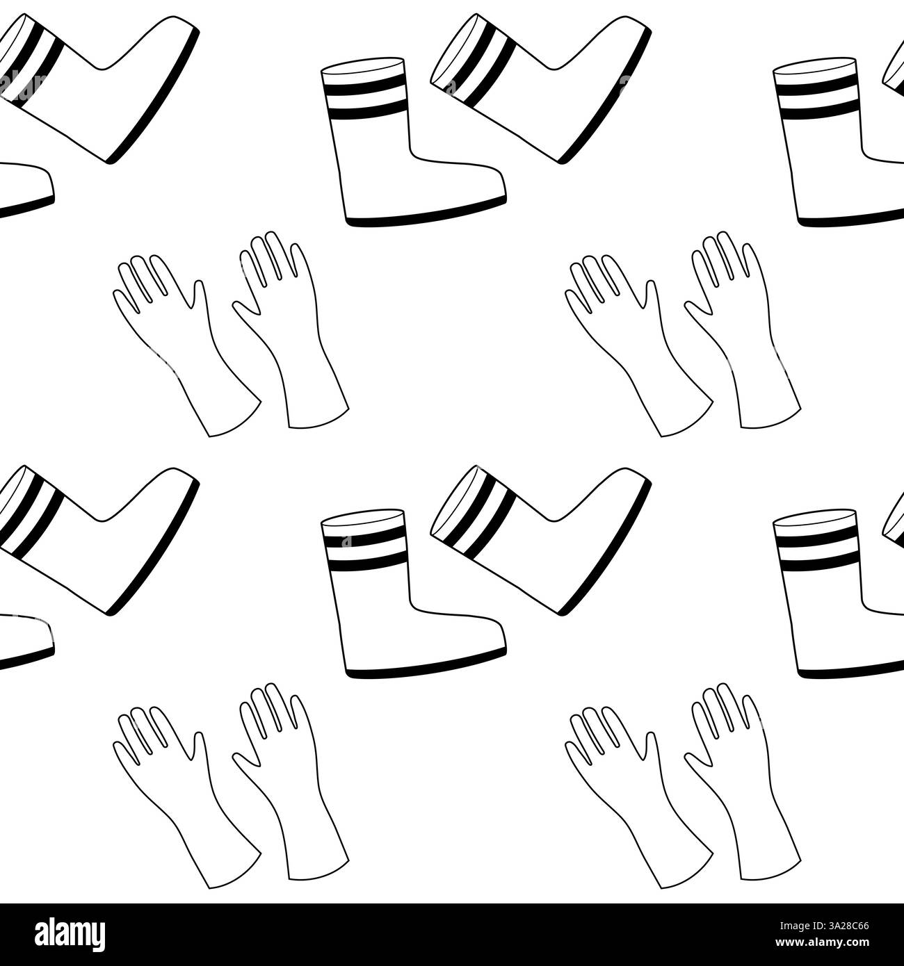 Bottes et gants en caoutchouc idéaux pour les temps pluvieux et les activités de plein air Illustration de Vecteur