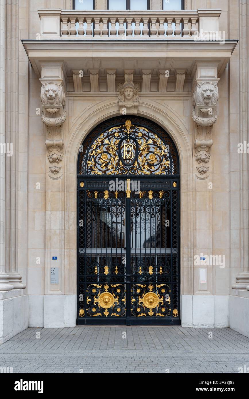 L'entrée de la Bourse de commerce. La bourse des marchandises dans le 1er arrondissement de Paris. Banque D'Images