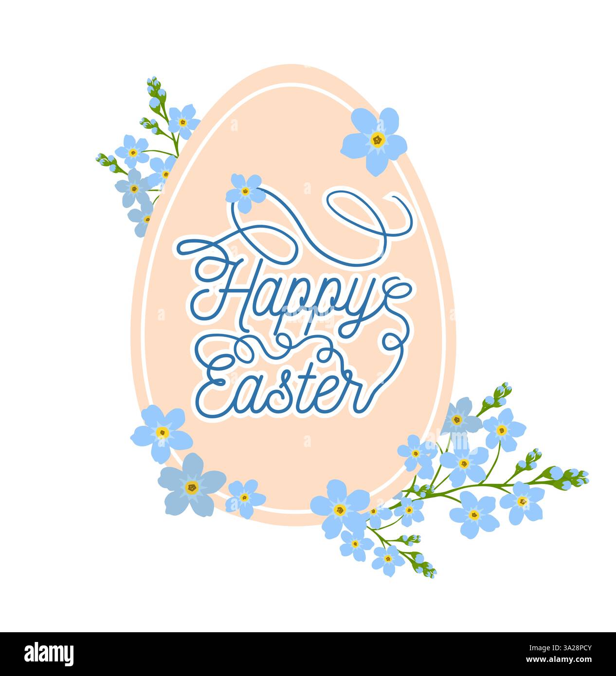 Joyeuses bannière de Pâques, affiche, carte de voeux. Design tendance de Pâques avec typographie, fleurs, œufs, dans des couleurs pastel. Style minimaliste moderne. dessiné à la main Illustration de Vecteur