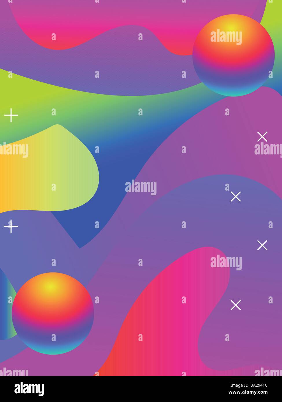 Lignes dessinées à la main abstraites avec dégradé vibrant pour les événements du club. illustration de vctor couleur vibrante de style acide dégradé 3d. Illustration de Vecteur