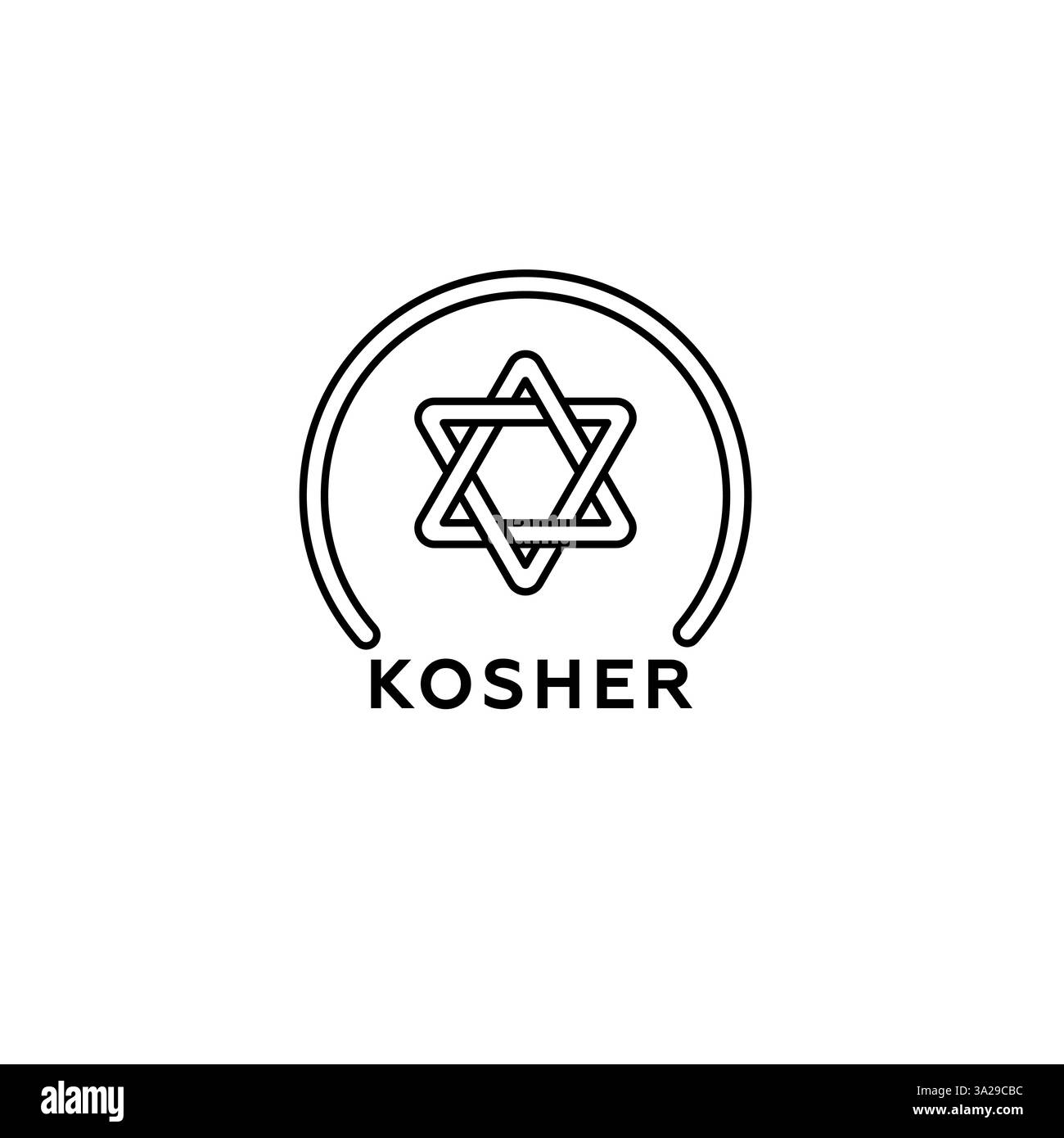 Symbole casher représentant l'étoile de david dans un design circulaire pour l'identification et la certification Illustration de Vecteur