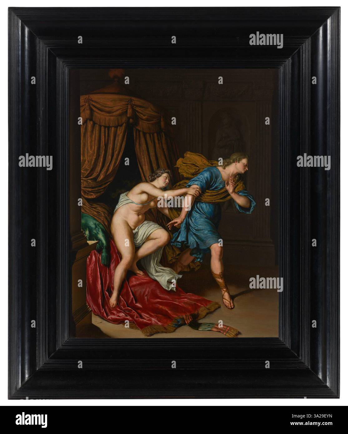 Willem van Mieris, la femme de Joseph et Potiphar, décrit l'histoire biblique de la tentation de Joseph, capturant le moment de tension morale et d'intrigue. Banque D'Images