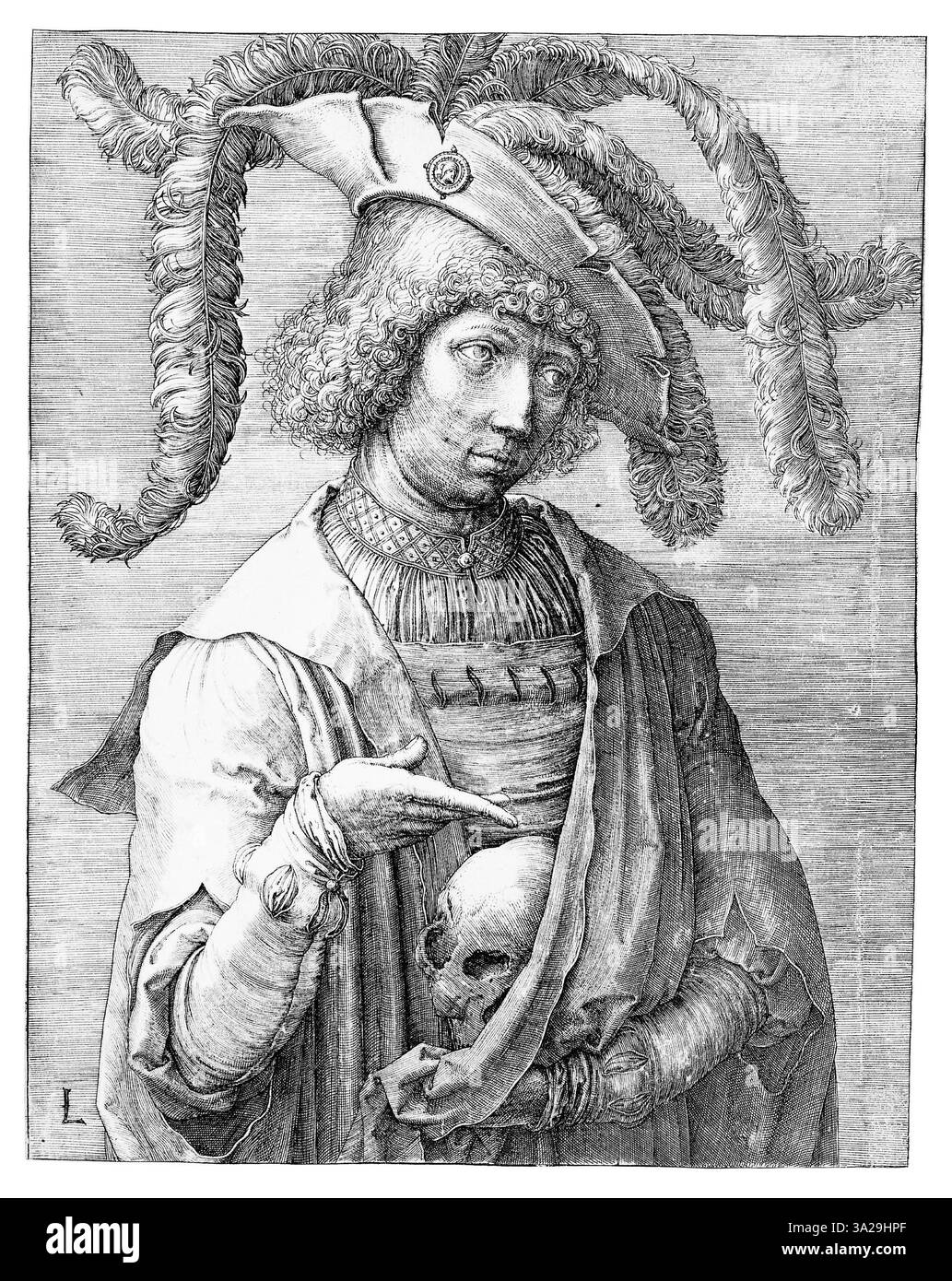 Une estampe de 1849 de Lucas van Leyden, mettant en valeur la technique de gravure détaillée de l'artiste utilisée pour dépeindre un thème religieux ou historique. Le travail de Van Leyden capture l'essence du style Renaissance du Nord. Banque D'Images