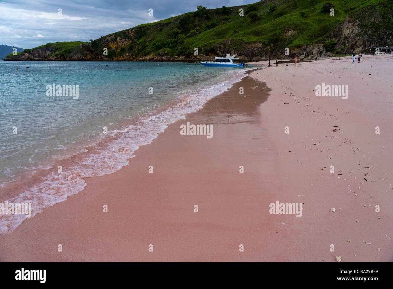Parc national de Komodo, Indonésie - 17 janvier 2025 : visiteurs de Pink Beach dans le parc national de Komodo, Indonésie. Banque D'Images