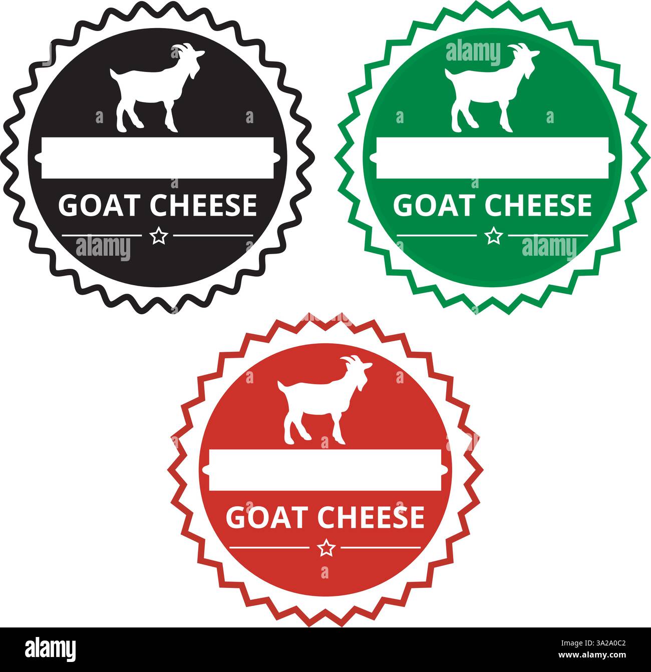Signe rond de fromage de chèvre sur un fond blanc Illustration de Vecteur