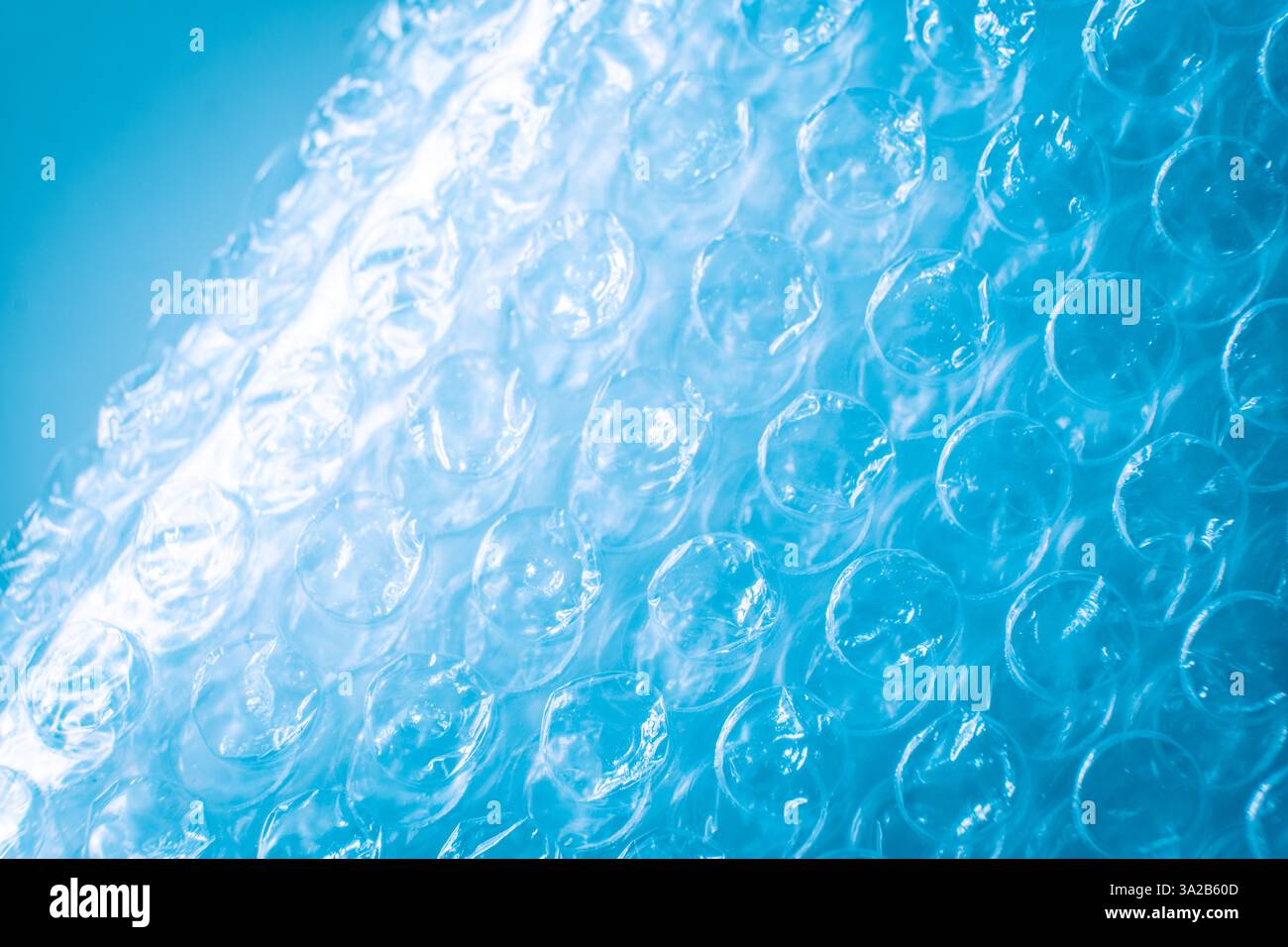 Image macro de papier bulle avec des tons bleus Banque D'Images