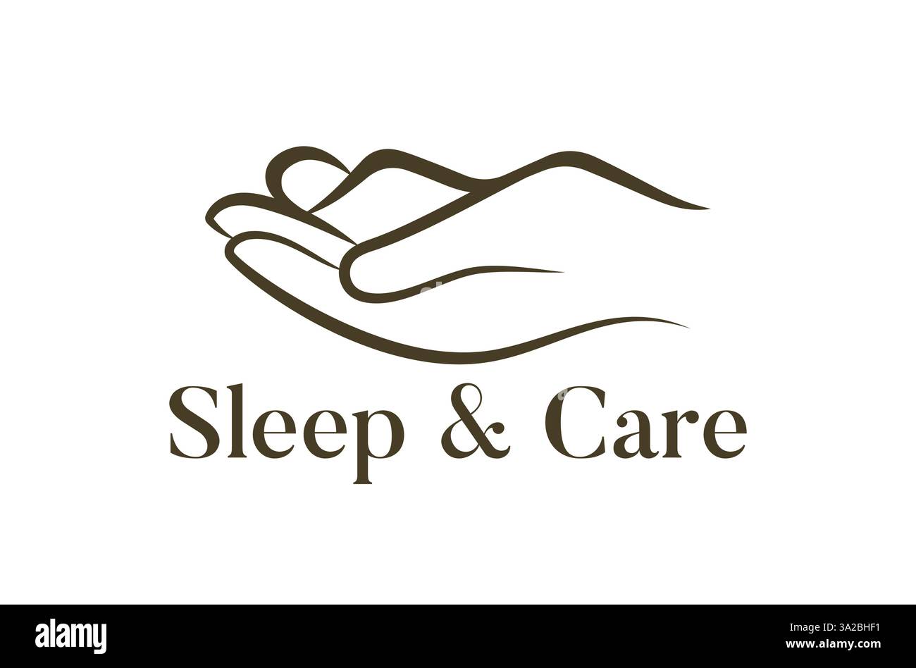 Corps humain dormir dans le soin des mains logo Design, logo Comfort zone, logo Relax Body, sensation esthétique Wellness Spa, rafraîchir le logo Body and Soul, icône vectorielle Illustration de Vecteur