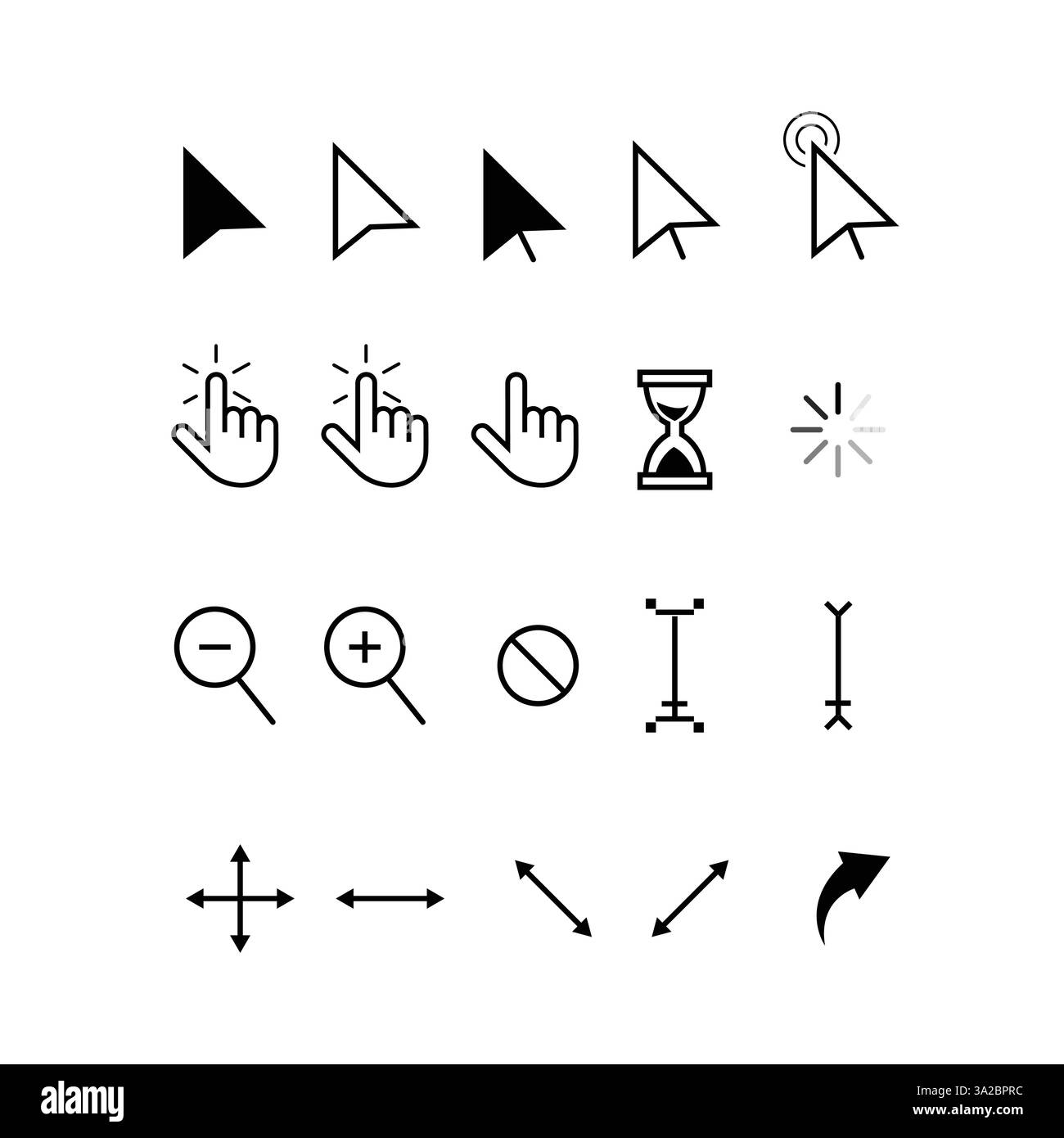 Curseur de souris vectoriel Set Flat Design Illustration de Vecteur