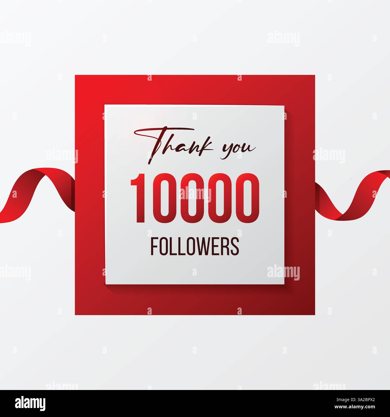 vector 10000 followers célébration des médias sociaux design rouge Illustration de Vecteur