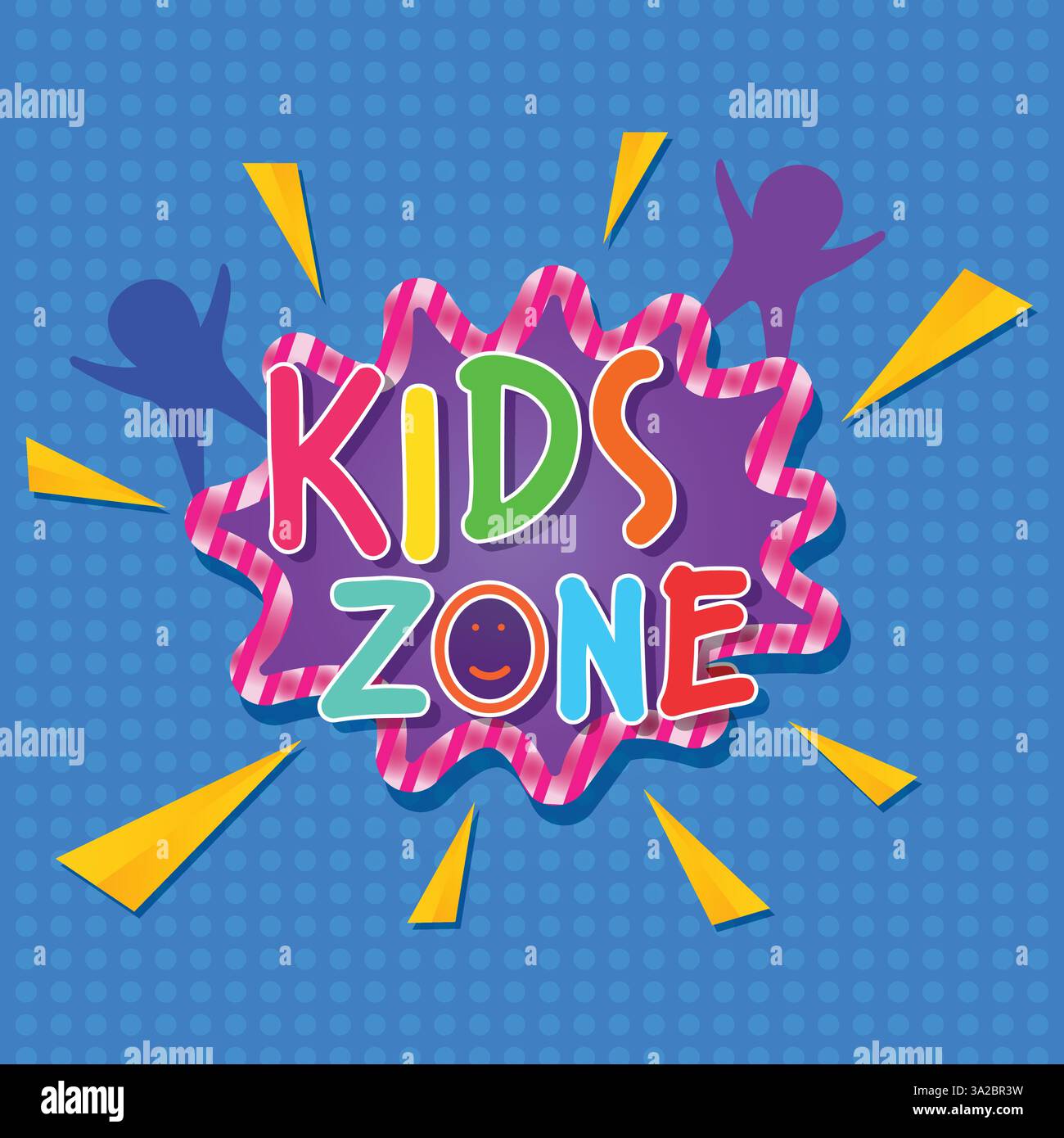Kids zone Vector Design avec grand fond et couleurs multiples Illustration de Vecteur