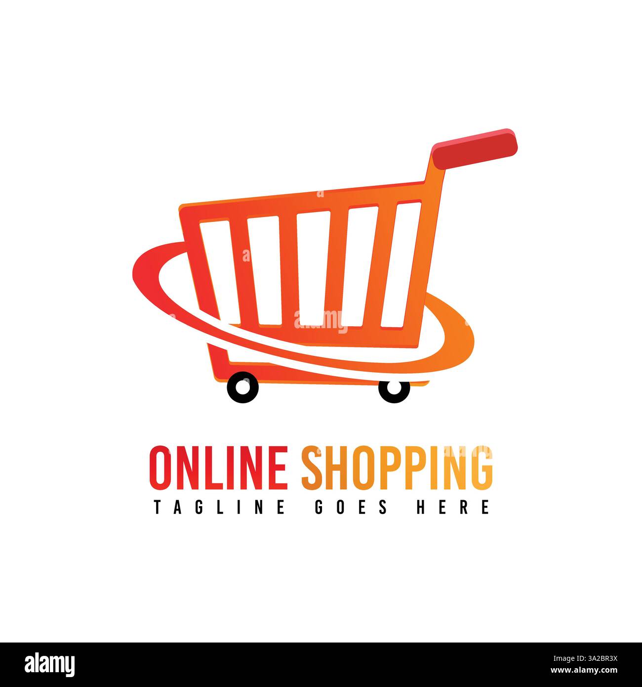 Logo d'achat en ligne avec panier et dégradé. Illustration de Vecteur