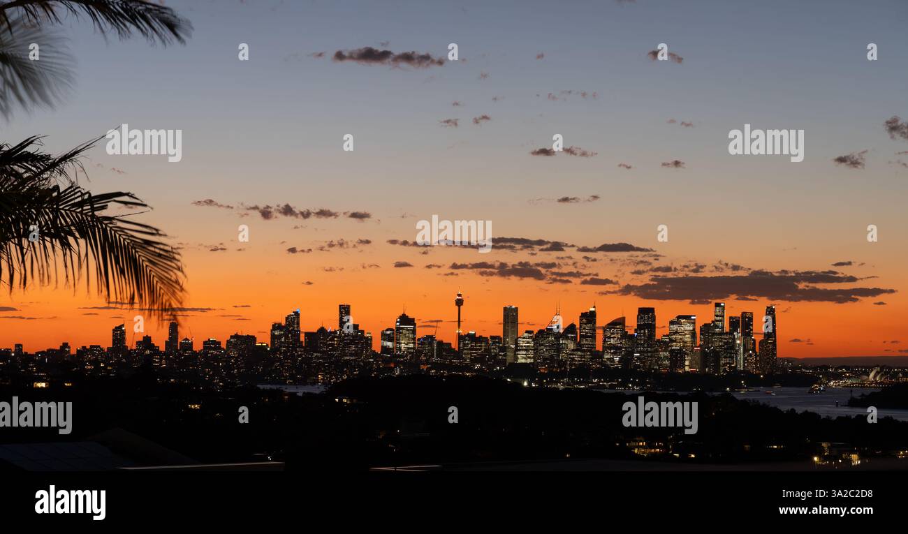 Sydney City Skyline at Sunset Banque D'Images