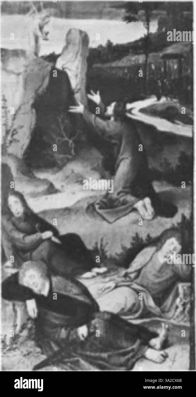 La peinture d’Ysenbrant datant de la période maniériste d’Anvers se caractérise par une composition formelle, des figures allongées et un accent mis sur l’iconographie religieuse et le symbolisme. Banque D'Images