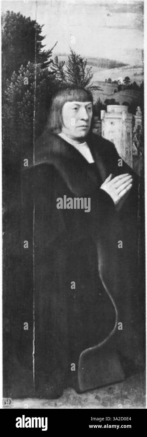 Cette pièce d'Ysenbrant présente des figures allongées et des détails complexes, reflétant le symbolisme religieux et la composition formelle typique du maniérisme anversois. Banque D'Images