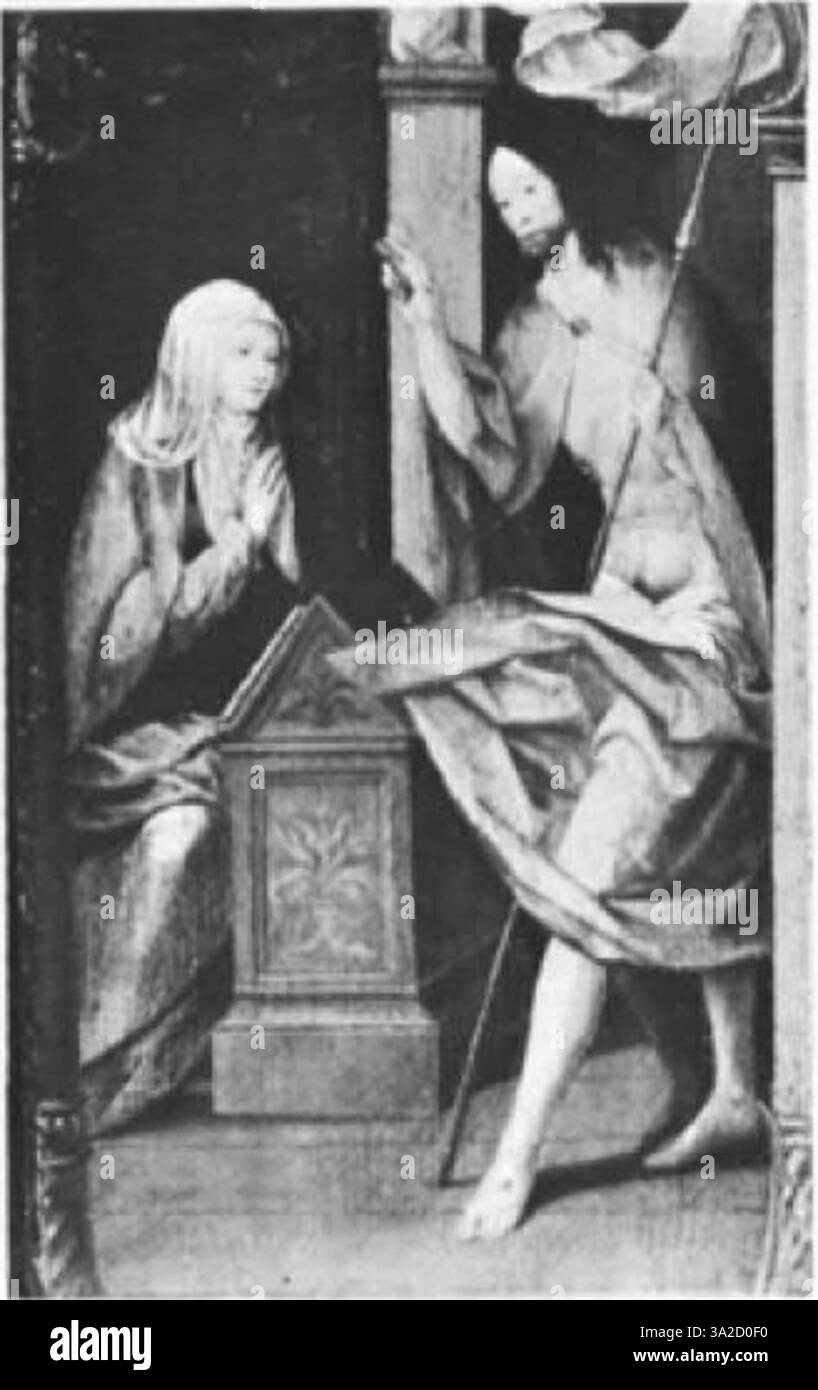 La représentation des thèmes religieux par Ysenbrant utilise les formes allongées et les détails complexes typiques du maniérisme anversois pour transmettre des significations spirituelles et symboliques. Banque D'Images