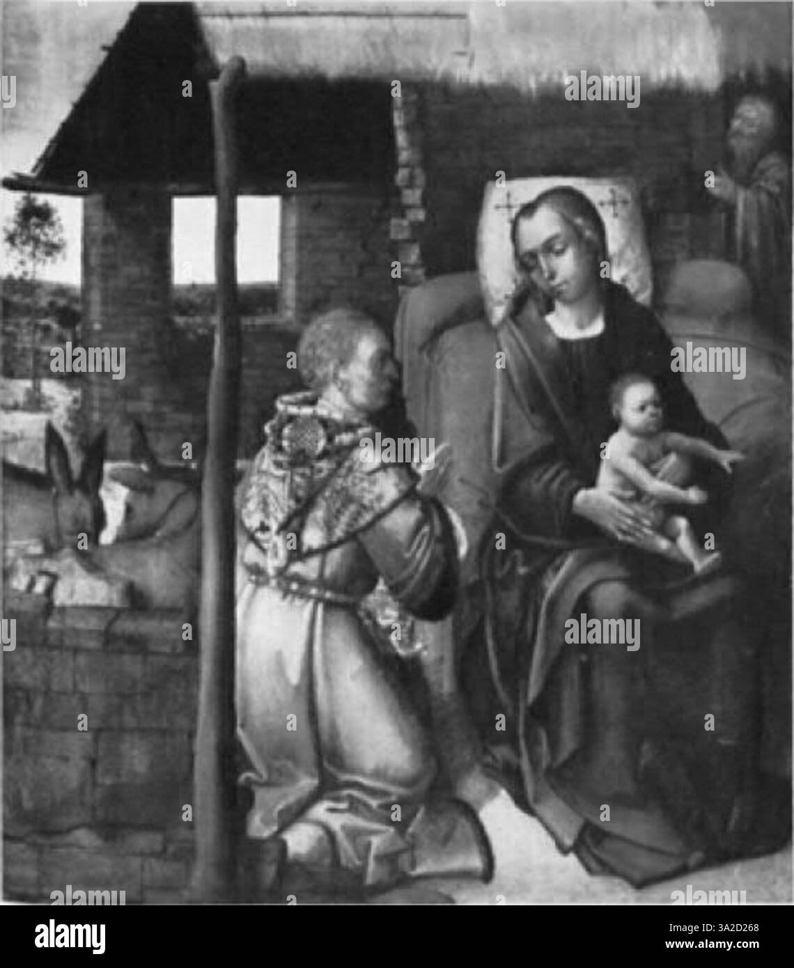 Cette œuvre de Geertgen tot Sint Jans capture la profondeur religieuse de la Renaissance du Nord. Combinant son style détaillé avec l'utilisation symbolique de la couleur et de la forme par Bosch, la peinture explore le sacré et mystique, transmettant une représentation vivante des sujets bibliques. Banque D'Images