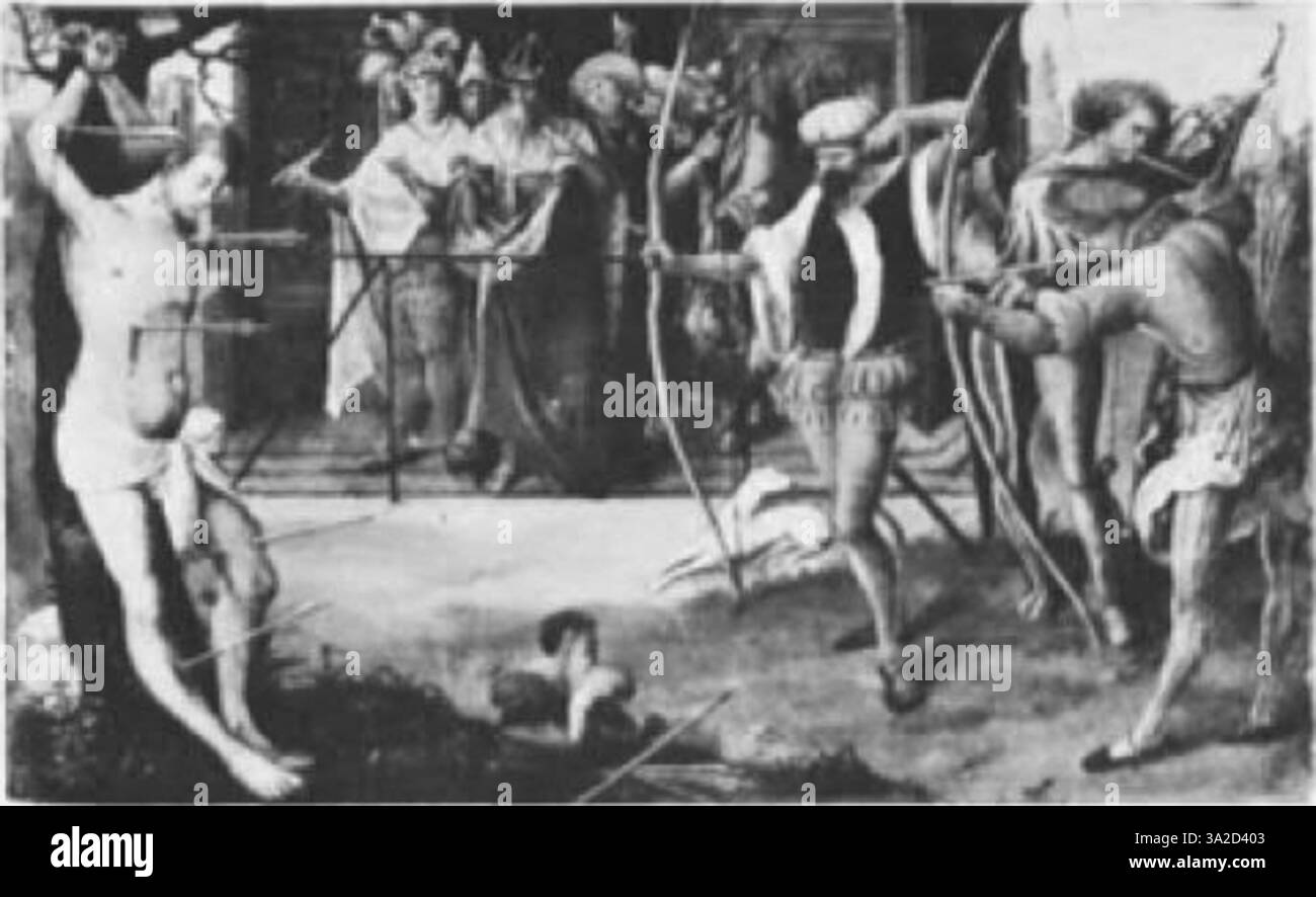 Une pièce d'Adriaen Ysenbrant qui incorpore des contrastes de couleurs vives et des figures humaines stylisées, caractéristiques de la période maniériste anversoise. Banque D'Images