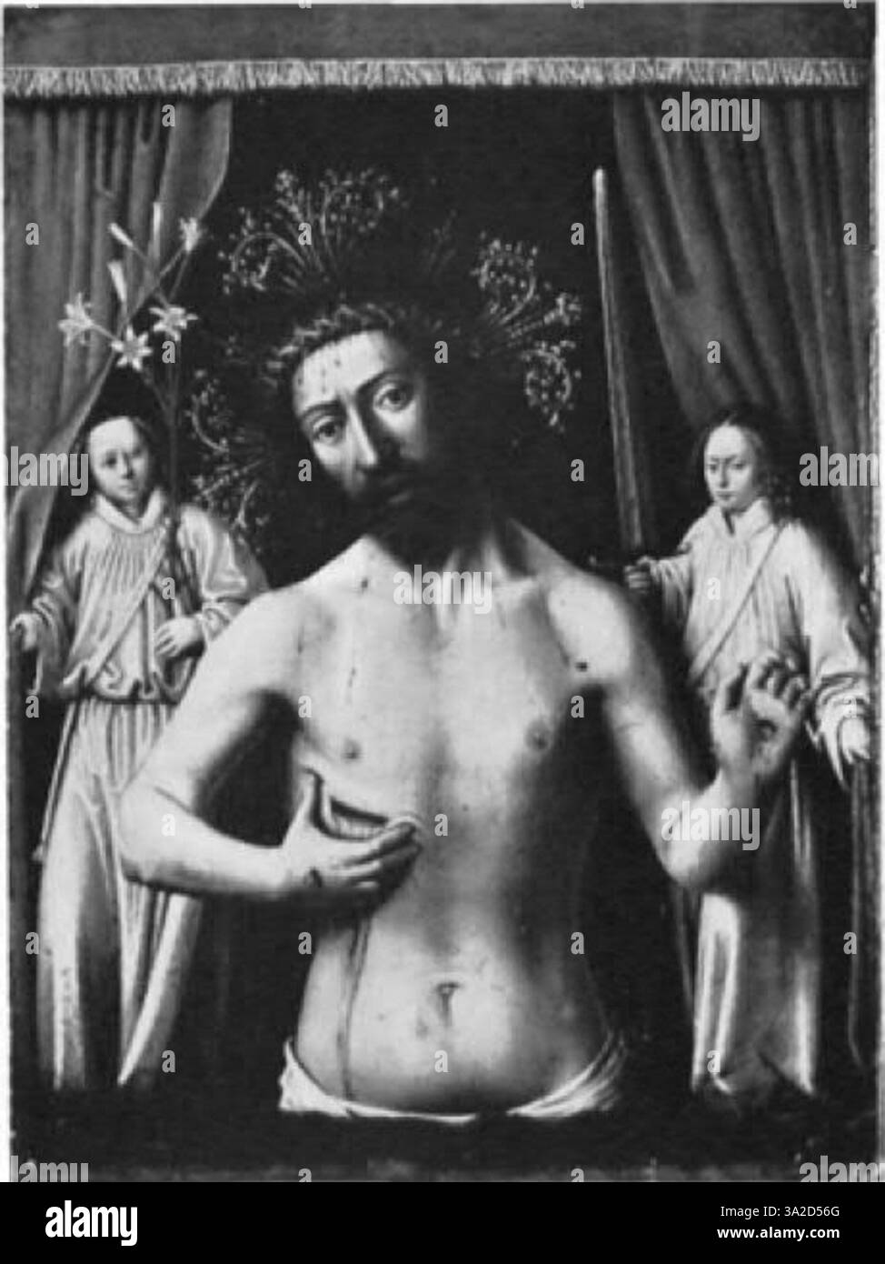 Une scène religieuse détaillée par les van Eycks et Petrus Christus, mettant en valeur leur habile rendu des figures, de la lumière et des textures dans le contexte de l'art sacré du XVe siècle. Banque D'Images