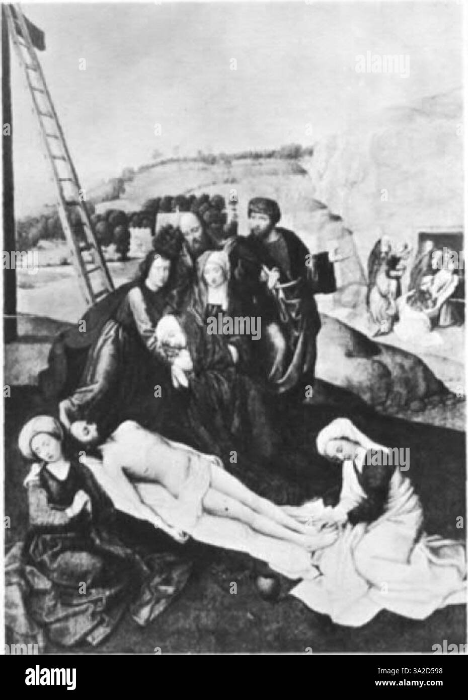 Le travail d’Adriaen Ysenbrant, du style maniéristes d’Anvers, présente un brossage fin et des figures détaillées, reflétant le naturalisme du flamand du XVIe siècle Représentant probablement des thèmes religieux ou historiques, la peinture met en évidence l’accent de l’artiste sur l’expression émotionnelle et la précision des textures. Banque D'Images