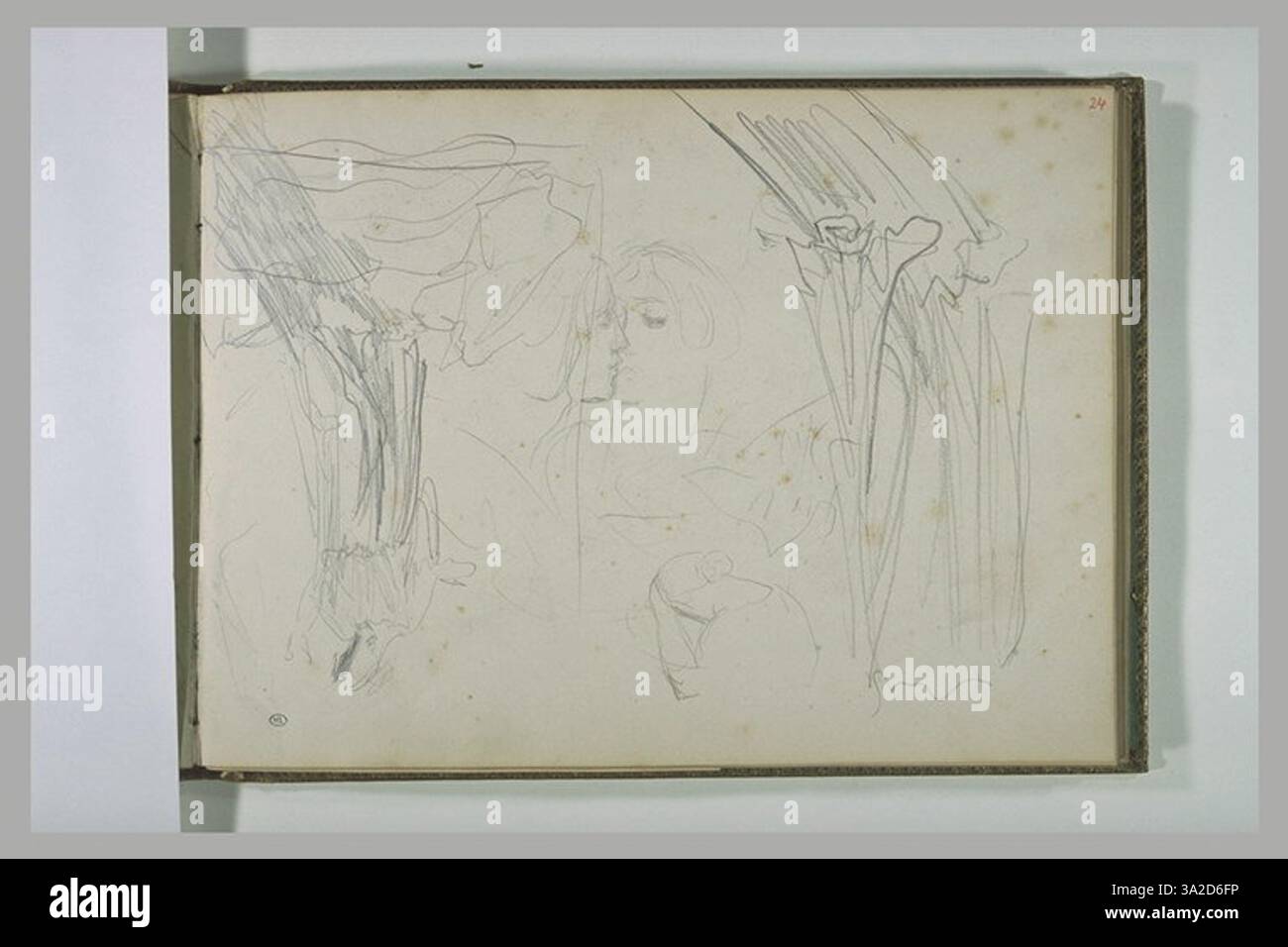 L'étude de la figure de Chassériau met en scène un sujet posé avec attention à la forme anatomique et à la posture du corps, mettant l'accent sur le mouvement naturel et la proportion. Banque D'Images