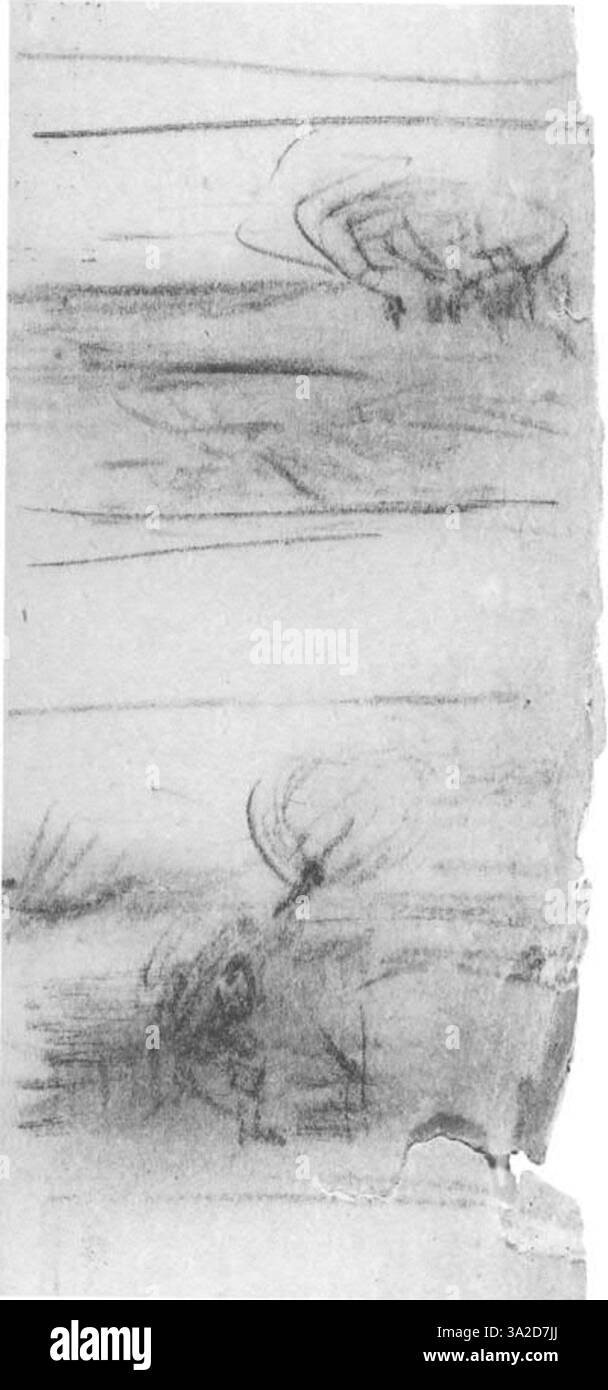 Ce dessin tiré des annexes 1 à 1,7 met en évidence l'approche unique de van Gogh à l'expression, en utilisant des lignes nettes et des contrastes dramatiques. Banque D'Images