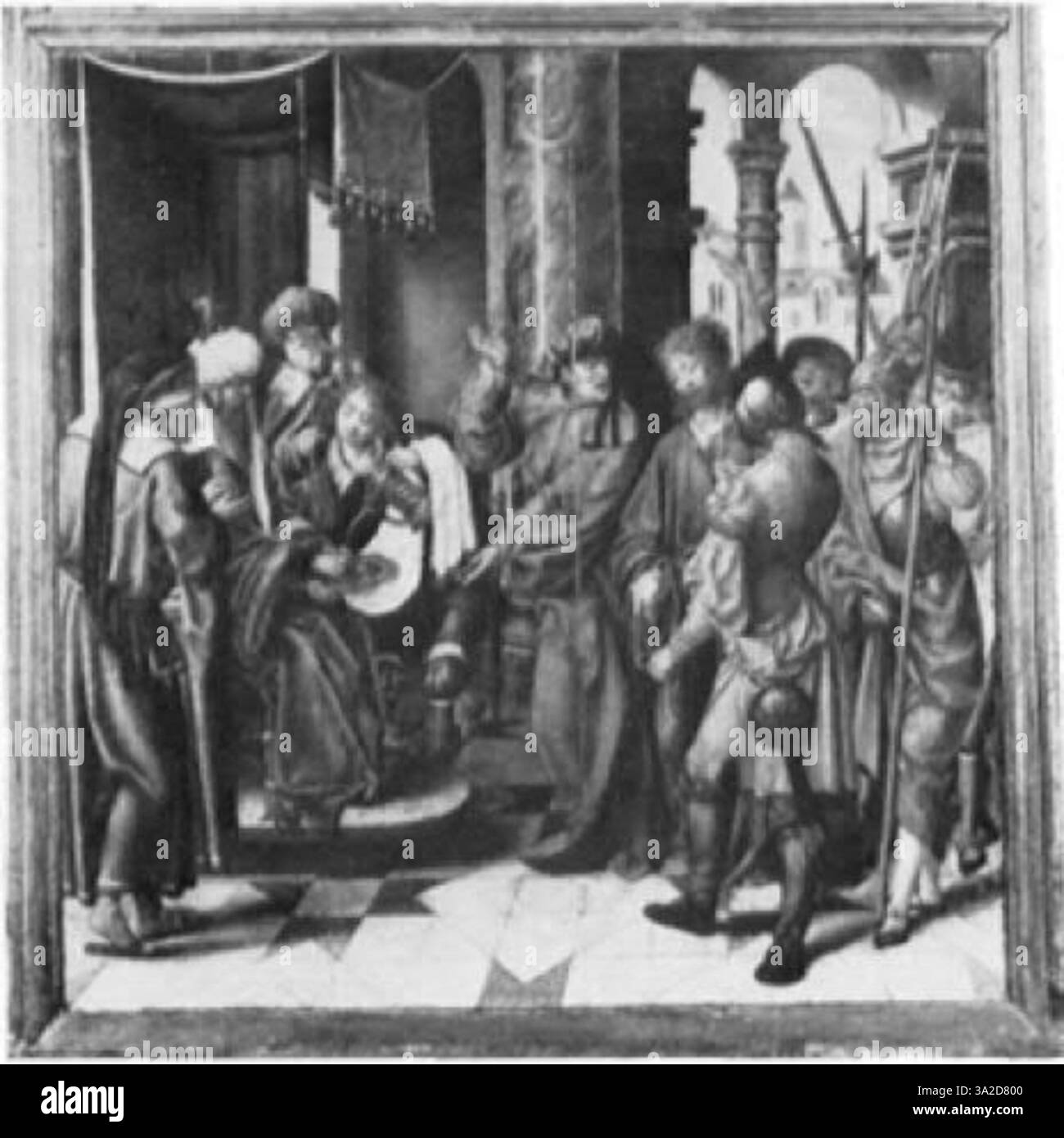 Cette œuvre de Joos van Cleve, Jan Provost et Joachim Patenier capture un récit sacré avec un réalisme réaliste. L’huile sur panneau dépeint des figures religieuses dans un paysage vivant, typique de l’accent de l’époque sur la combinaison de thèmes spirituels avec des détails naturalistes méticuleux. Banque D'Images