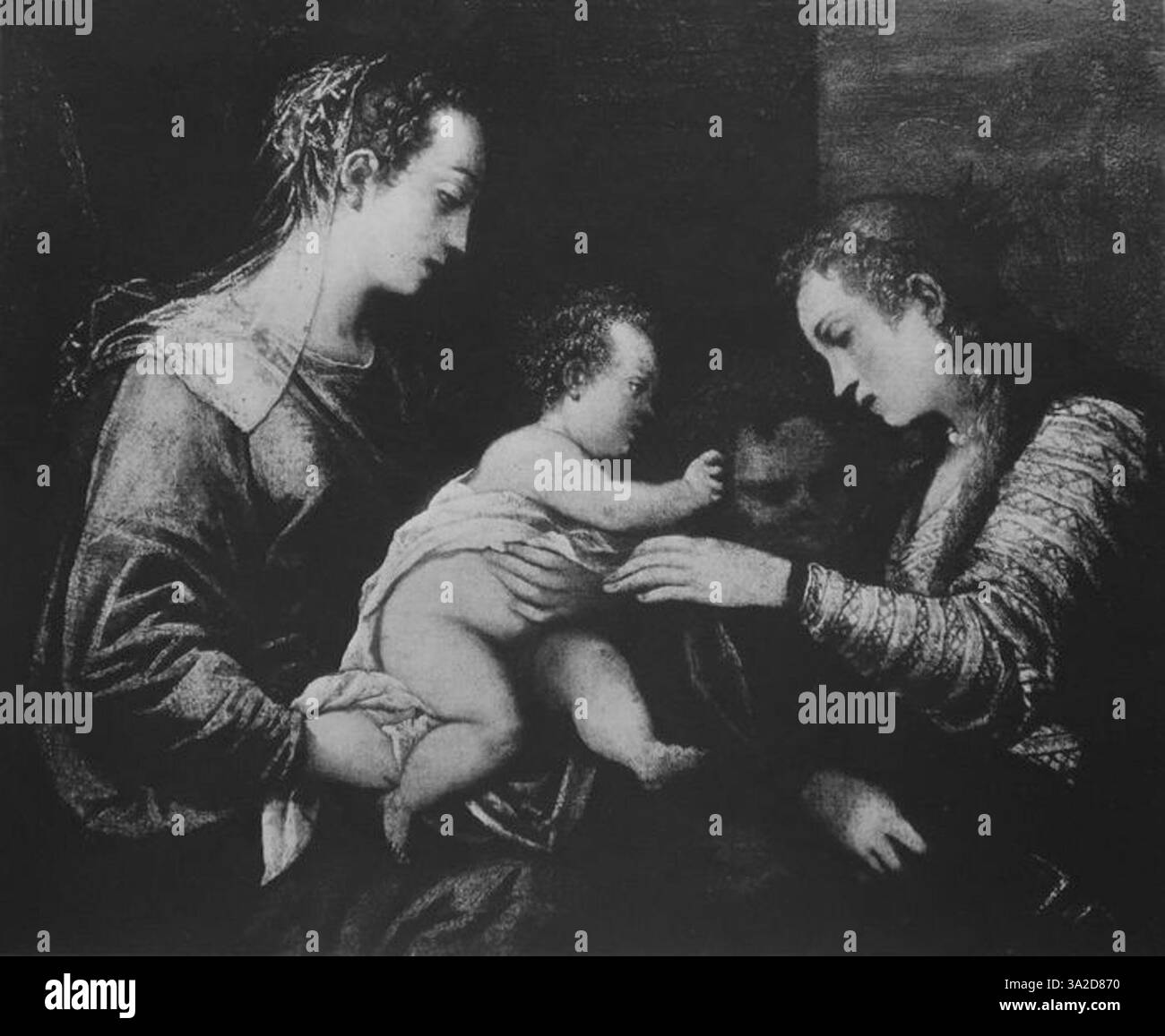 Dans ce travail, le Tintoret utilise des contrastes audacieux dans l'éclairage et des figures dynamiques pour évoquer de fortes réactions émotionnelles. La peinture transmet un récit dramatique typique de ses sujets religieux et historiques. Banque D'Images