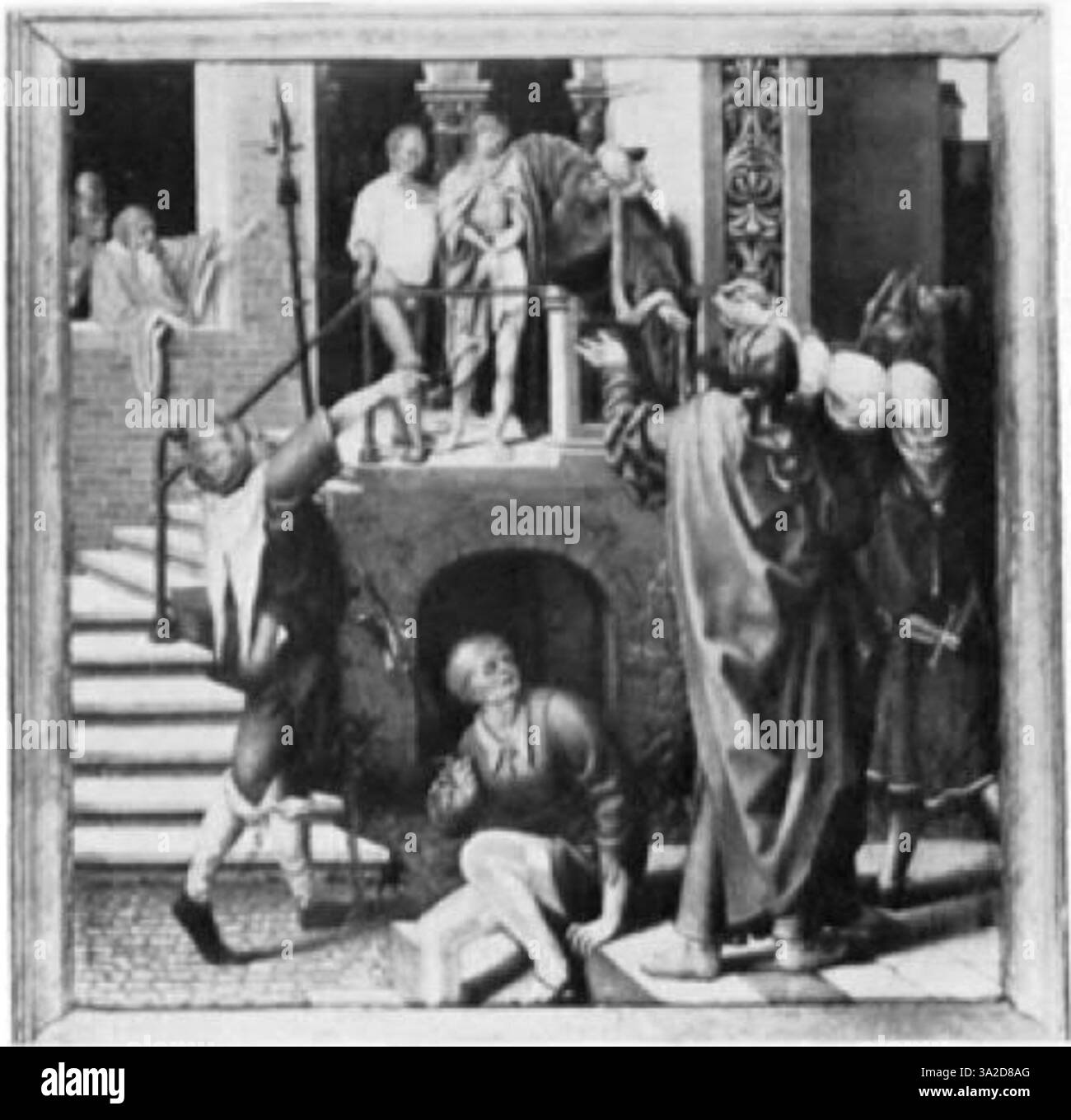 La peinture de Joos van Cleve, Jan Provost et Joachim Patenier est un bel exemple des premiers pays-Bas L'huile sur panneau représente une scène sacrée avec des figures humaines et des paysages finement détaillés, mélangeant des couleurs vives et des détails naturalistes pour capturer des thèmes religieux. Banque D'Images