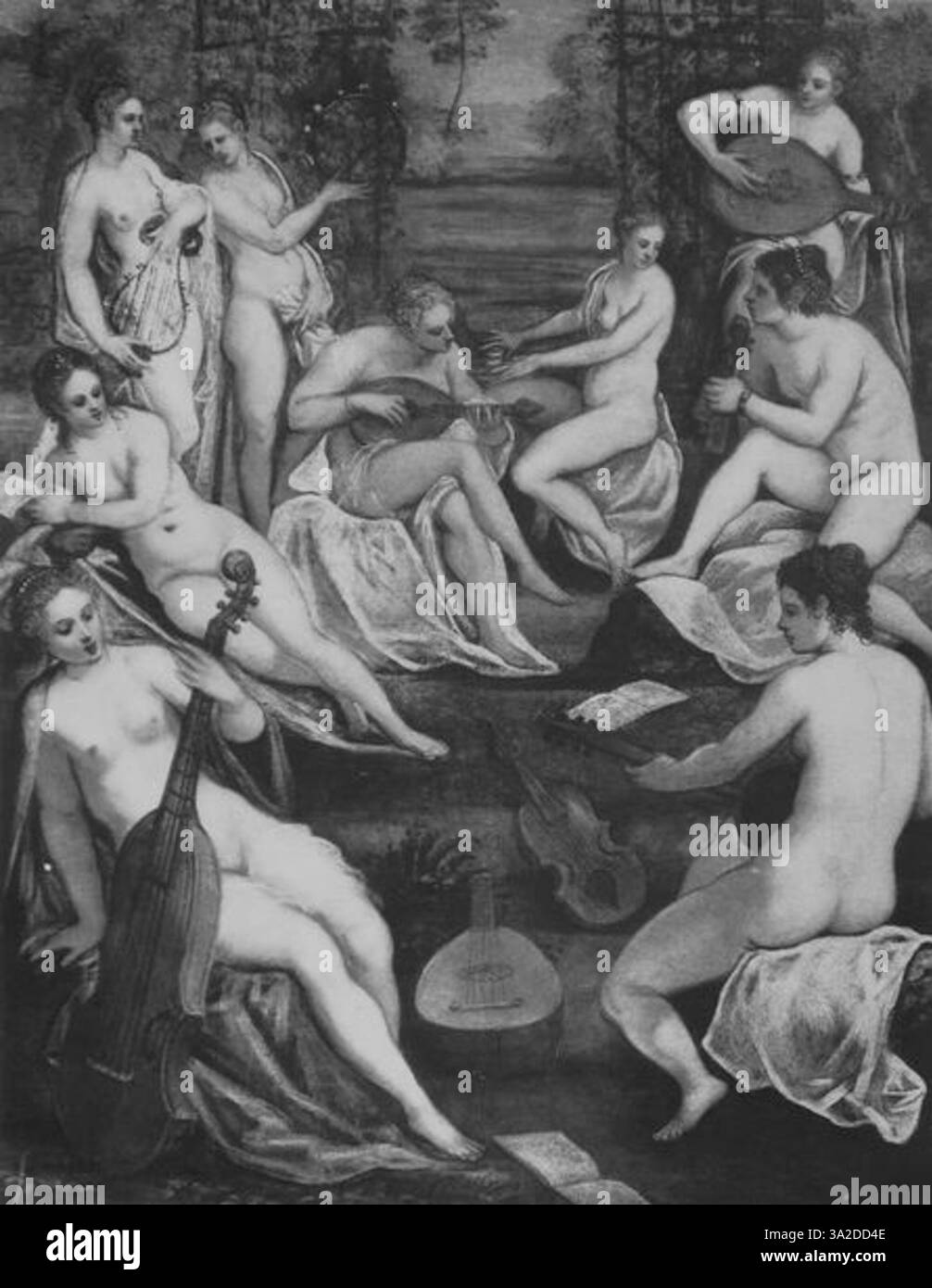 Cette peinture de Jacopo Tintoretto capture l'essence de son style énergique et puissant. Utilisant un pinceau audacieux et des contrastes dramatiques de lumière et d’obscurité, la composition transmet une forte profondeur émotionnelle et un mouvement, caractéristique de l’approche de l’artiste vénitien sur les sujets historiques et religieux. Banque D'Images