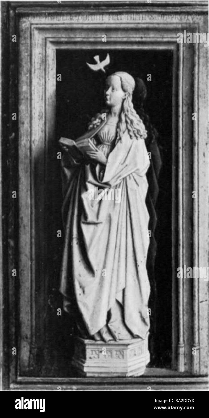 Une peinture religieuse des van Eycks et Petrus Christus, démontrant leur savoir-faire dans la représentation de figures aux textures réalistes et aux effets subtils de la lumière en sacré compris Banque D'Images