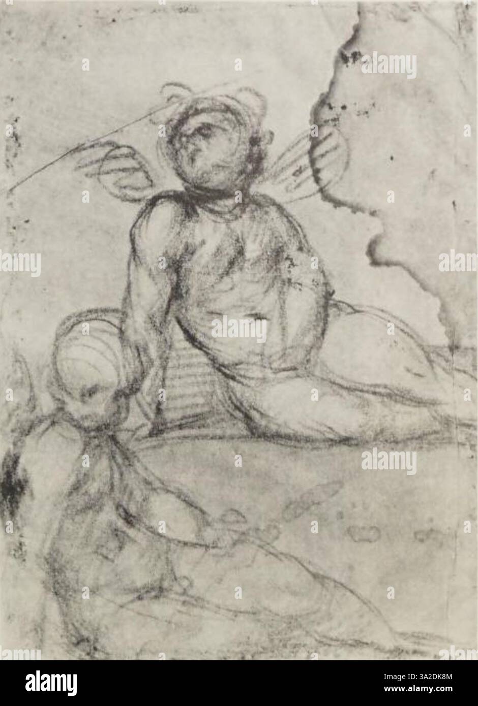 Cette œuvre, attribuée à Pontormo, illustre le style maniériste distinctif de l'artiste, caractérisé par des figures allongées, des poses complexes et une utilisation de la couleur pour évoquer l'émotion. Créé à la fin du XVe siècle, il reflète la transition de la haute Renaissance au maniérisme. Banque D'Images