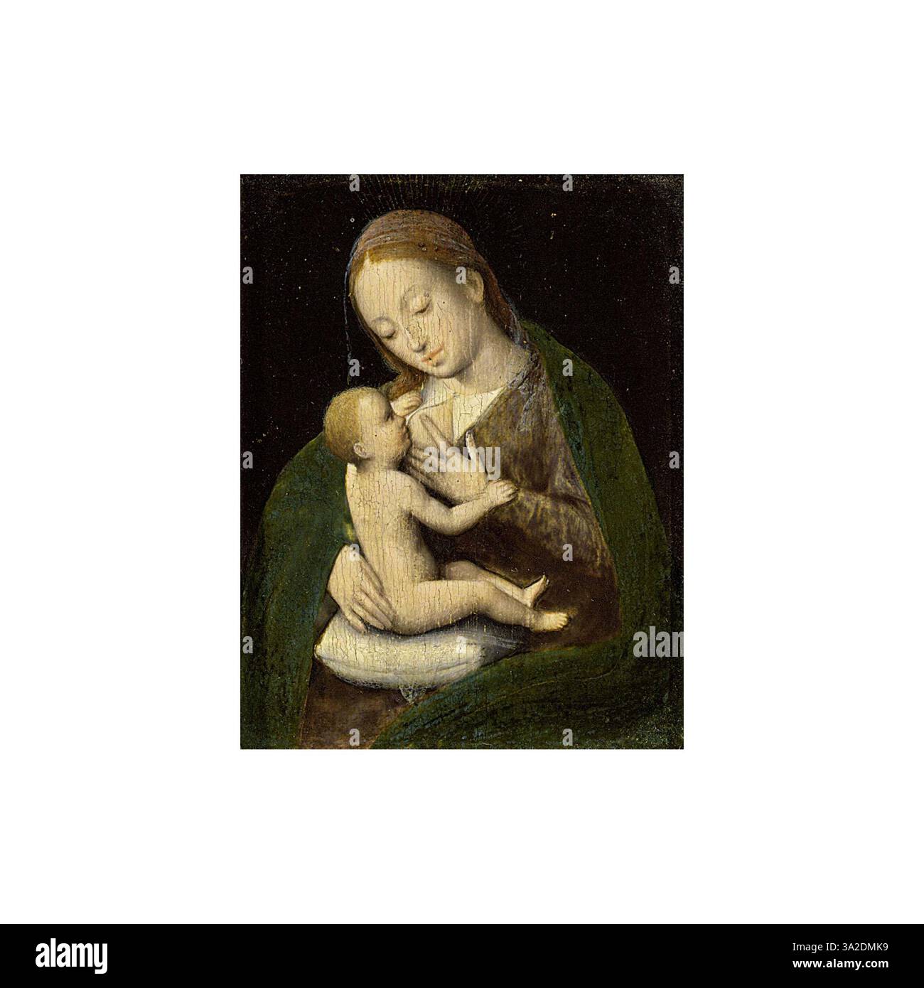 Une peinture de Madone et enfant, attribuée à un disciple de Joos van Cleve, montrant la Vierge Marie avec l'enfant Jésus. Ce travail est de circa 1485-1540/1541. Banque D'Images