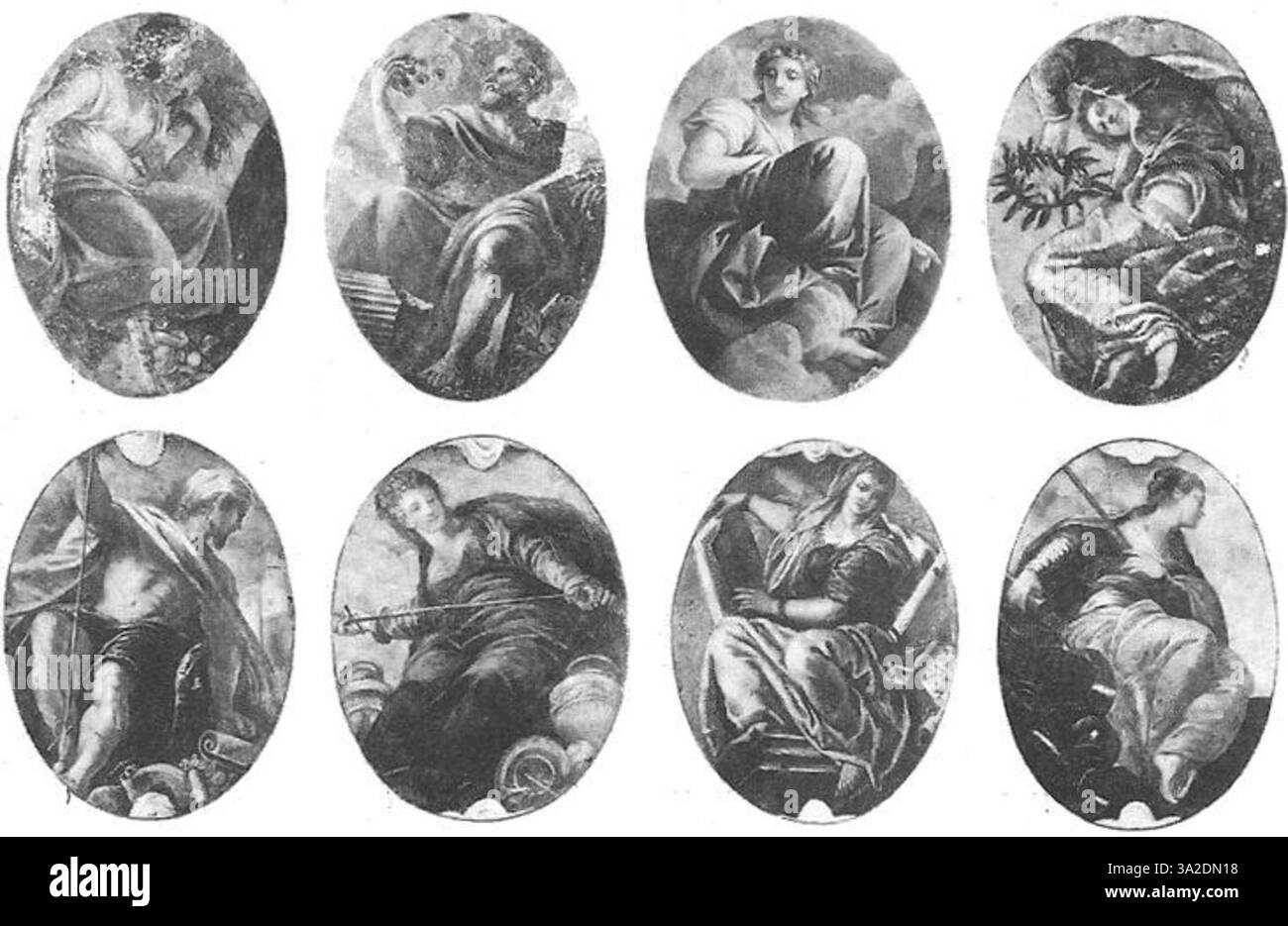 Cette pièce de Jacopo Tintoretto met en évidence la maîtrise de l’artiste dans le mélange de lumière et d’ombre pour créer un récit captivant et chargé d’émotions, typique de son style dramatique. Banque D'Images