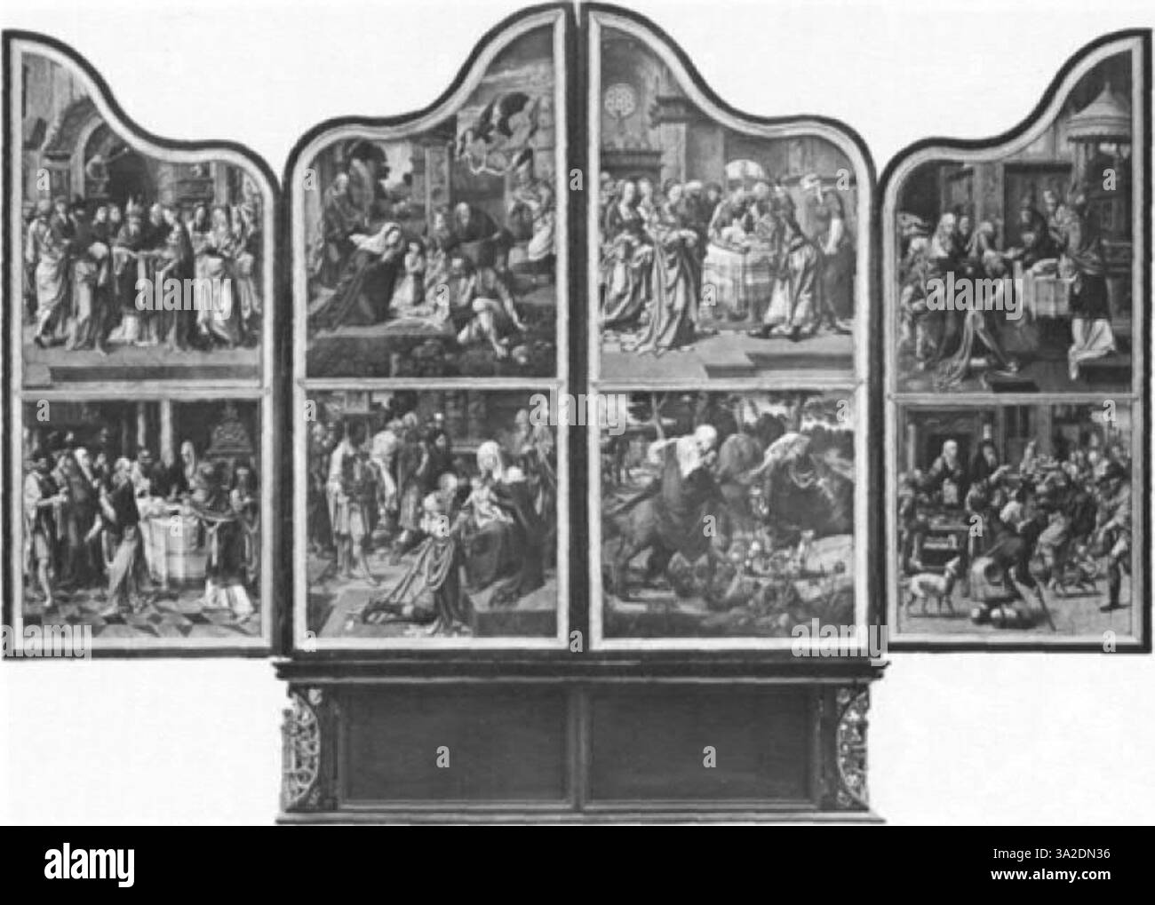 Cette peinture d'Adriaen Ysenbrant met en valeur le maniérisme anversois avec ses figures allongées et l'utilisation expressive de la lumière et de l'ombre. La scène religieuse transmet une signification émotionnelle et spirituelle profonde. Banque D'Images