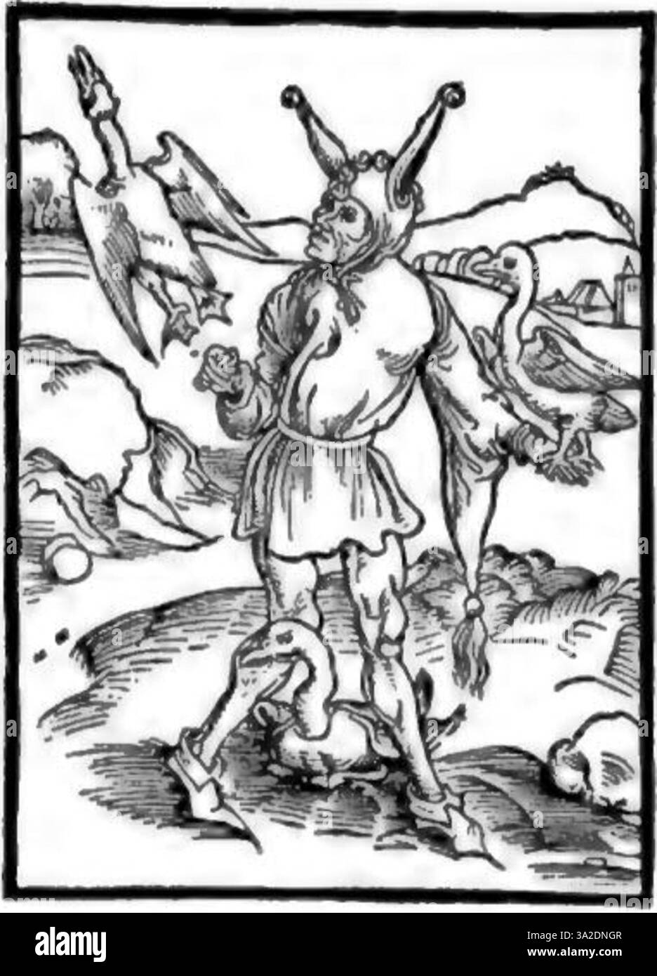 La gravure 'Kurth' d'Albrecht Dürer montre sa capacité exceptionnelle dans le travail des lignes fines et l'ombrage, créant une composition très détaillée et dramatique typique de son style de la Renaissance du Nord. Banque D'Images