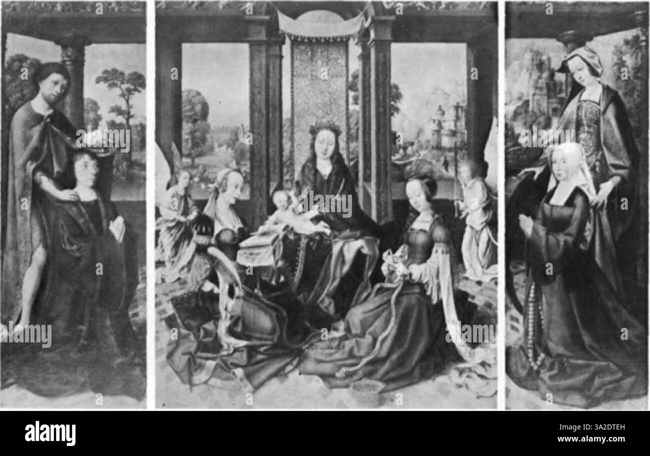 Le travail d'Adriaen Ysenbrant, typique du maniérisme d'Anvers, montre une utilisation frappante de la couleur et de la distorsion dans la représentation des figures humaines. Banque D'Images