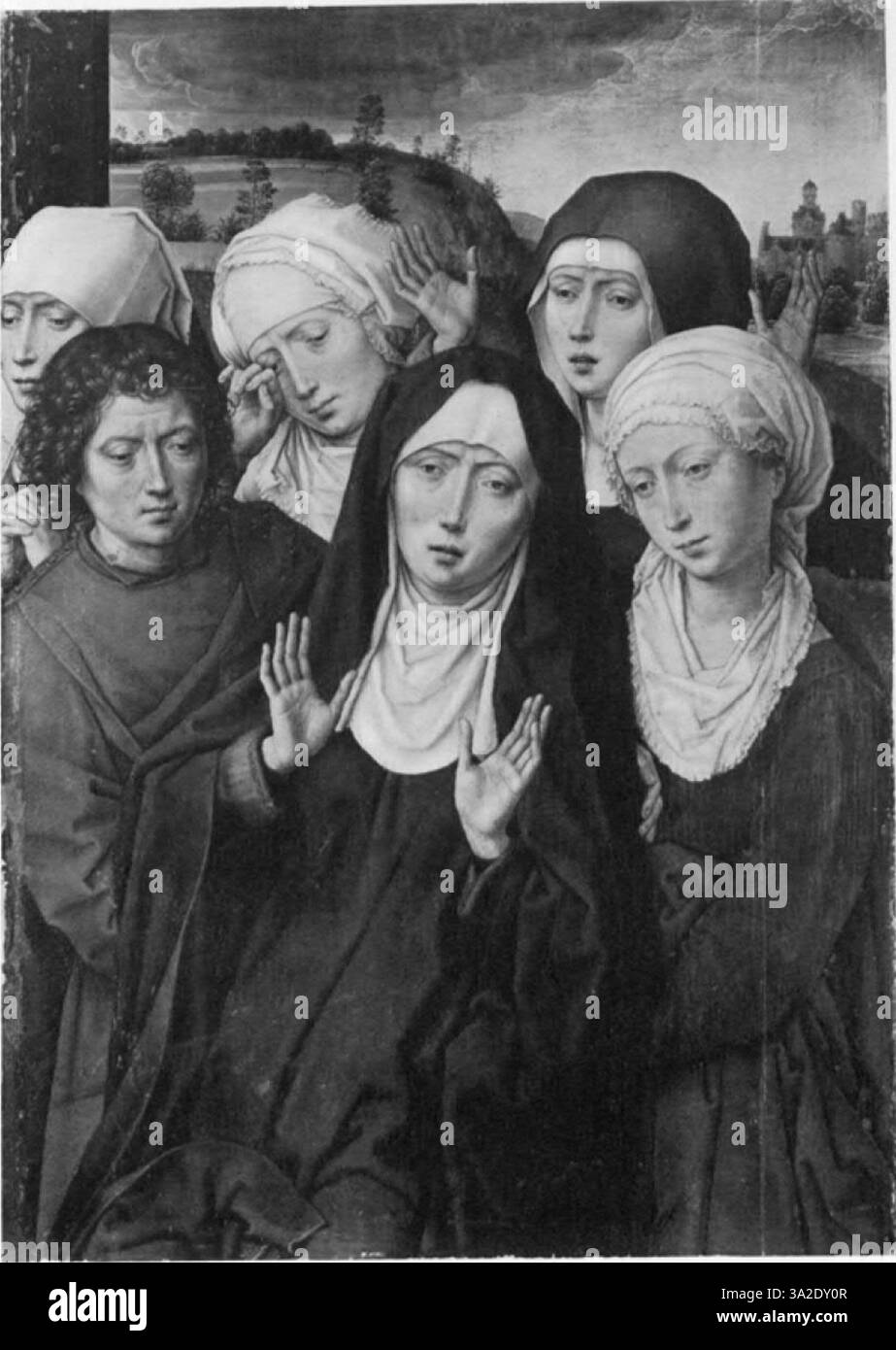 Cette peinture de Hans Memlinc et Gerard David présente un récit religieux, avec des figures très détaillées et des couleurs vives. Le réalisme précis capture l’essence de l’accent mis par l’art de la Renaissance nordique sur les sujets bibliques. Banque D'Images
