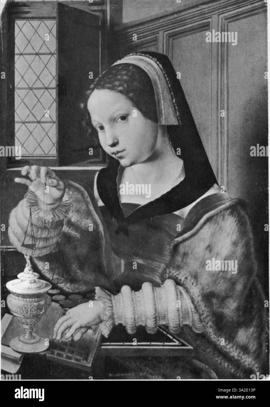 Cette pièce met en valeur l’utilisation vibrante de la couleur et la représentation détaillée de figures sacrées, caractéristiques des œuvres religieuses de van Scorel et Coeck van Aelst de la Renaissance septentrionale. Banque D'Images