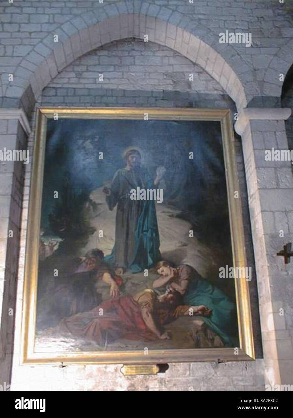 Le Christ au jardin des oliviers, ou *Christ au jardin des oliviers*, de Théodore Chassériau, représente une scène biblique charnière. La peinture dépeint le Christ dans un moment de prière et de solitude, capturant l'intensité spirituelle et l'angoisse avant son arrestation. Banque D'Images