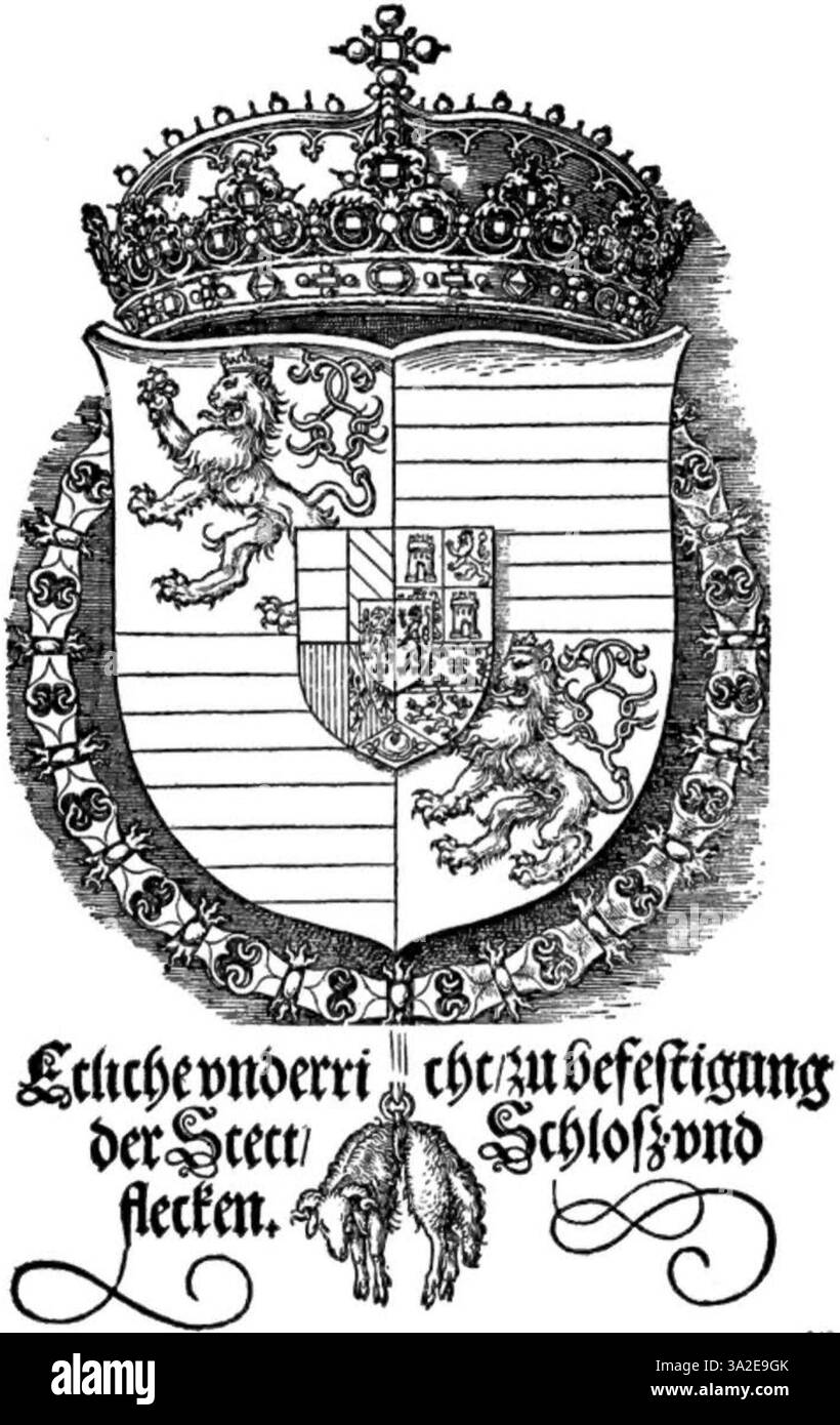 Dans cette gravure, Albrecht Dürer démontre son talent exceptionnel pour capturer la texture et les détails fins. Son travail, représentatif du style Renaissance du Nord, illustre son approche méticuleuse de la gravure. Banque D'Images
