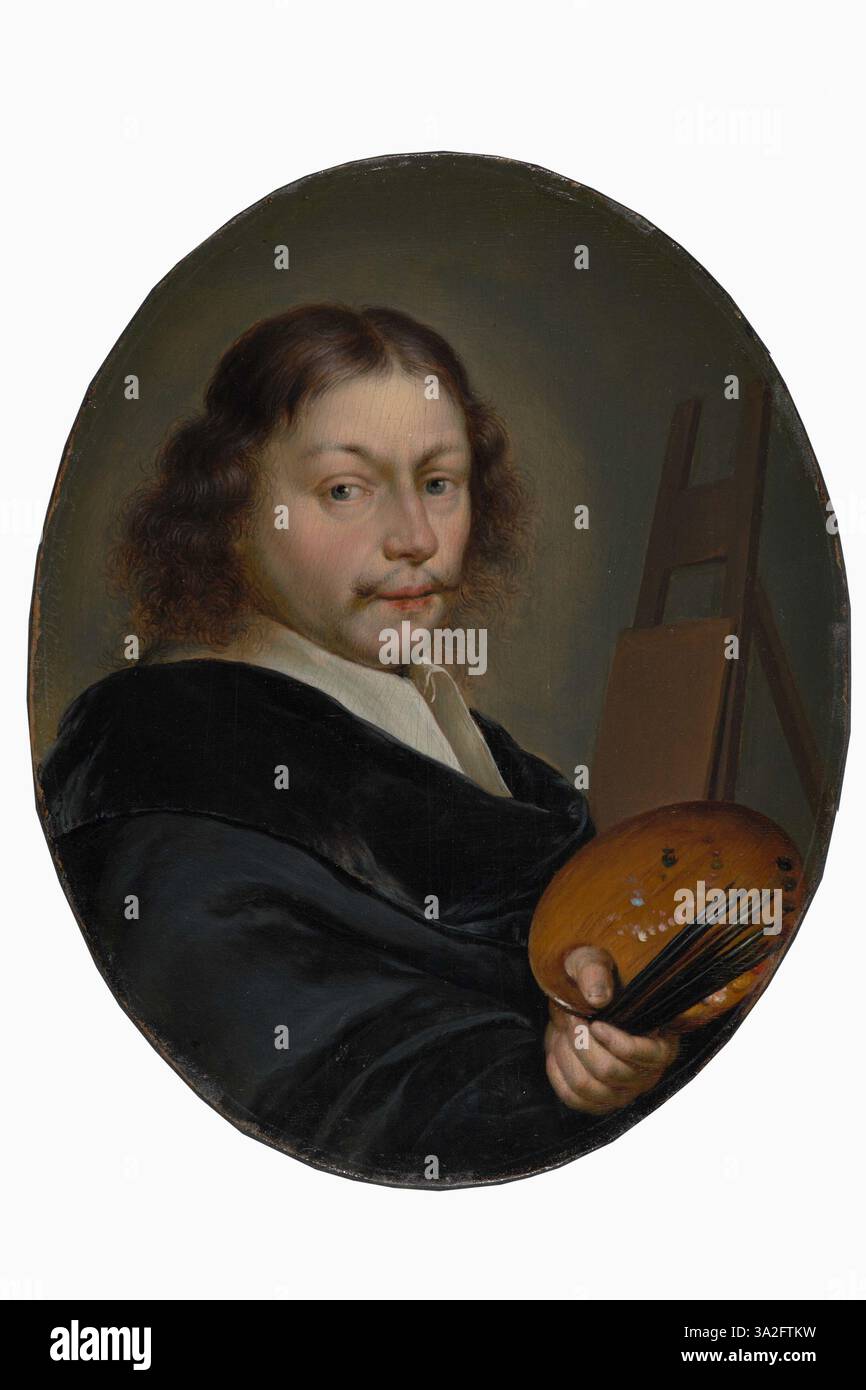 Le portrait de son père, Frans van Mieris l'ancien, réalisé par Willem van Mieris vers 1700, illustre l'habileté de l'artiste à capturer les ressemblances et les détails complexes du portrait du XVIIe siècle. Banque D'Images