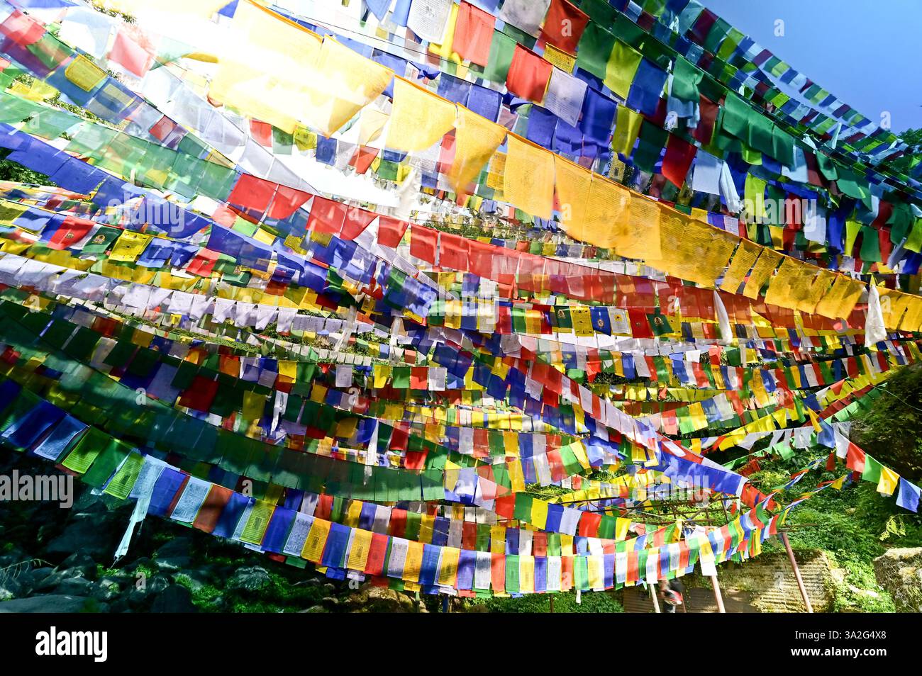 « Les murmures de paix chevauchent le vent, portés par des couleurs qui parlent le langage de l’espoir. » Banque D'Images